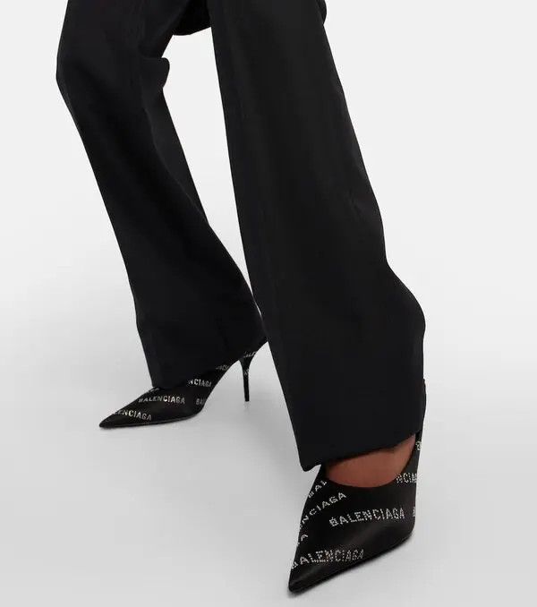 Balenciaga o1y0625 Logo Spike Heel Pumps in Black Size US 9 / IT 39 - 5 Thumbnail