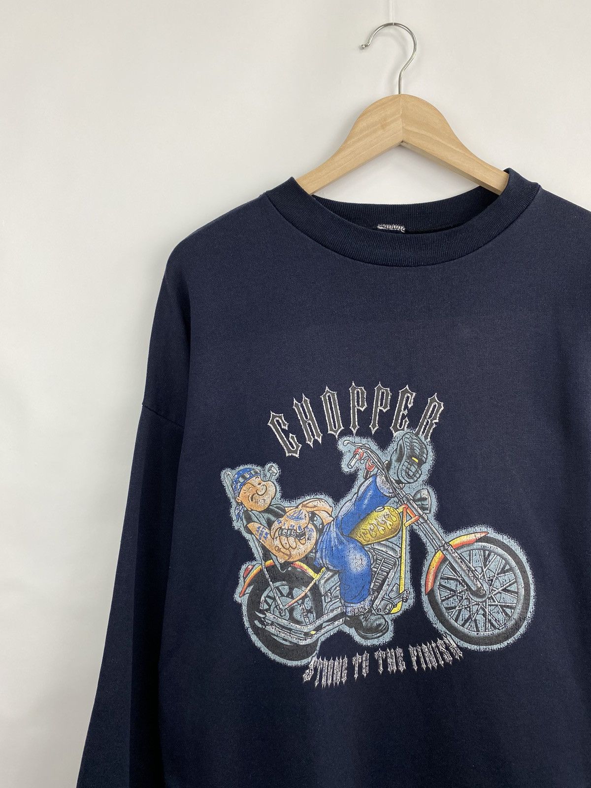 West Coast Choppers 🇺🇸 Vintage 80s Popeye Chopper Strong To The Finish Sweatshirt Size US XL / EU 56 / 4 - 2 Thumbnail