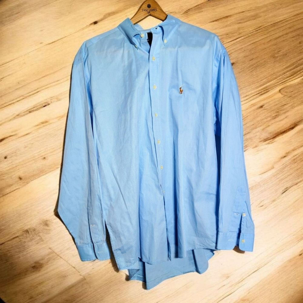 Polo Ralph Lauren Polo by Ralph Lauren Sz 17-35 Men's Yarmouth Blue Cotton Sh Size US XL / EU 56 / 4 - 1 Thumbnail