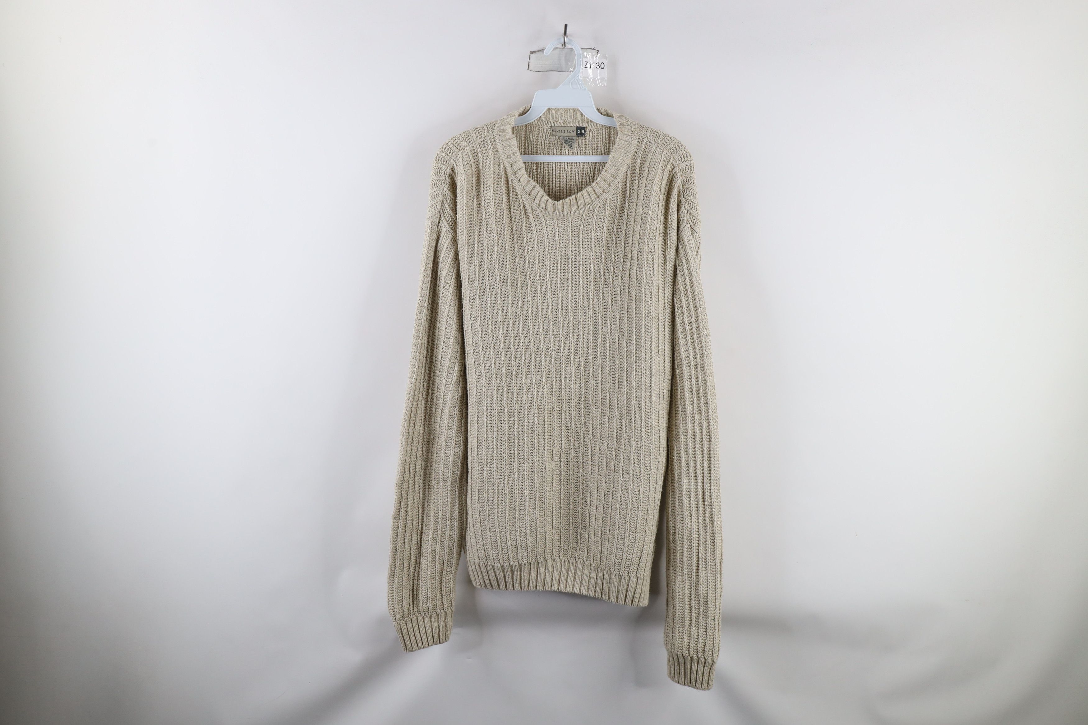 Vintage Vintage 90s Streetwear Ribbed Knit Crewneck Sweater Beige Size US L / EU 52-54 / 3 - 1 Thumbnail