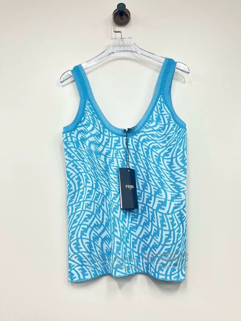 Fendi Fendi Light Blue Monogram Logo Knit Vest Size S / US 4 / IT 40 - 1 Thumbnail