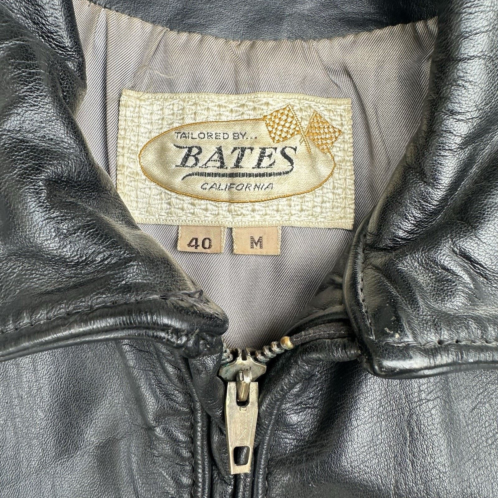 Leather × Vintage Vintage 60s 70s Bates Zip Up Black Leather Jacket Sz 40 Size US M / EU 48-50 / 2 - 4 Thumbnail