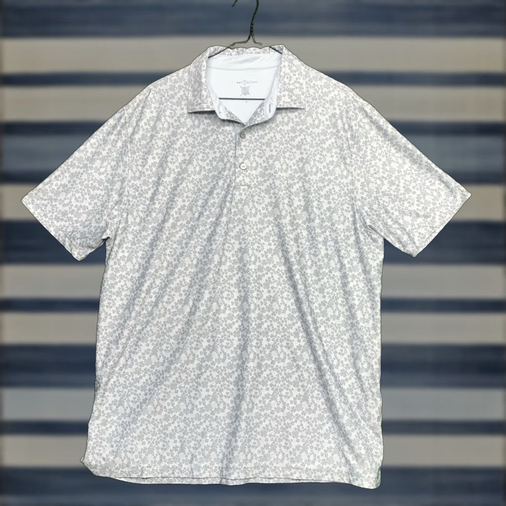 Vintage Hickey Freeman Polo Shirt Mens L Blue All Over Clover Performance Golf Sport Shirt Size US L / EU 52-54 / 3 - 1 Thumbnail