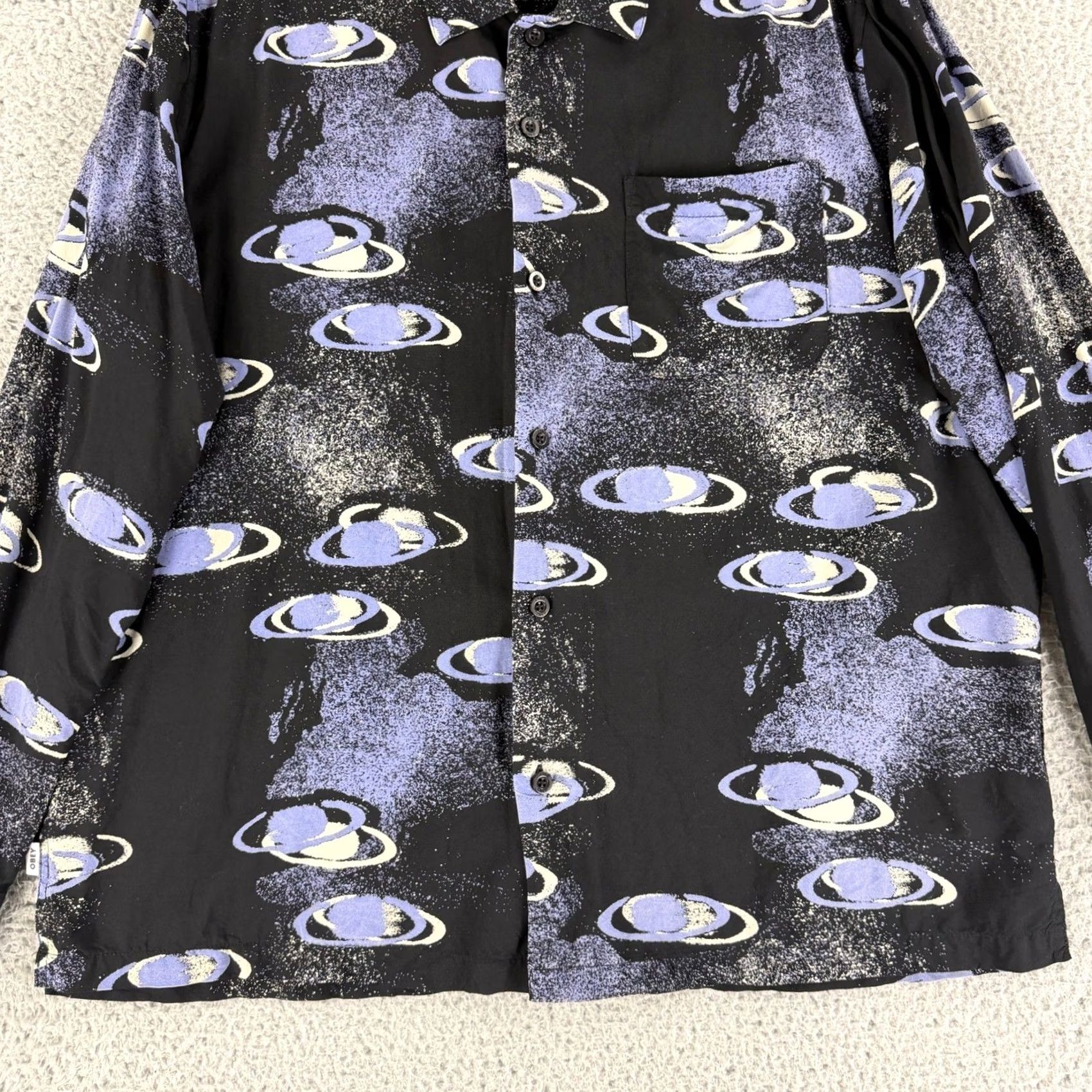 Obey OBEY Shirt XL Black Galaxy Planet Print Viscose Long Sleeve Button-Up Men’s Graphic Casual Space Print Size US XL / EU 56 / 4 - 4 Thumbnail