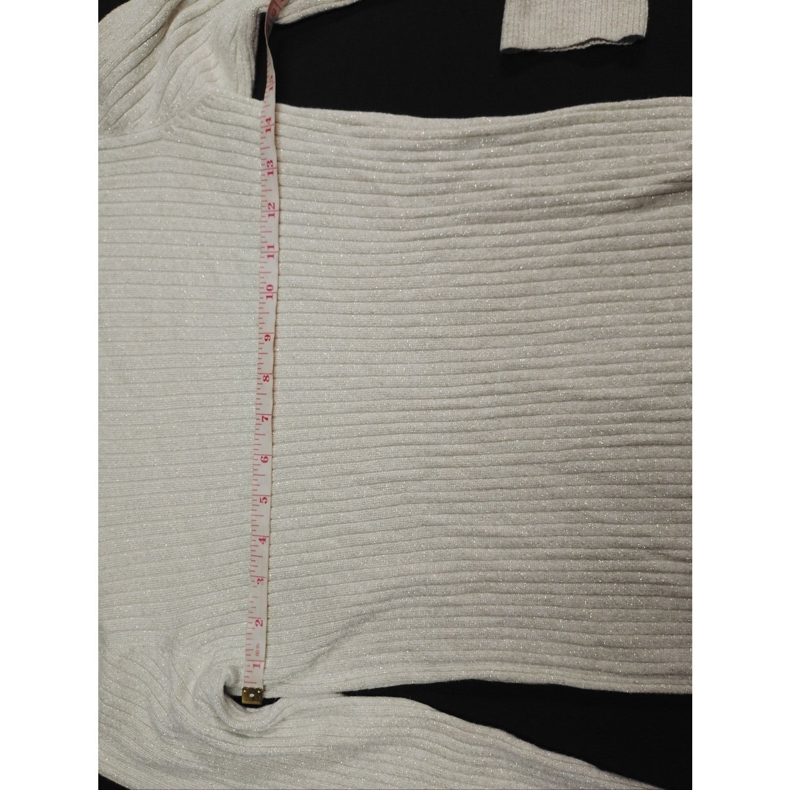 Faded Glory Faded Glory White Sparkly Metallic Ribbed Top Size S / US 4 / IT 40 - 5 Thumbnail