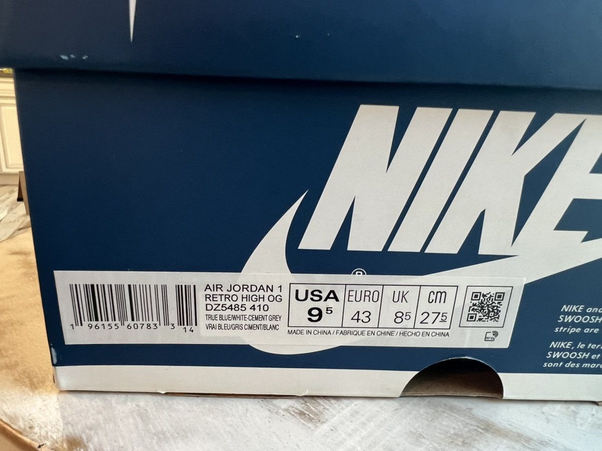 Jordan Brand × Nike Nike Air Jordan 1 High Retro OG True Blue Sz 9.5 DZ5485-410 Size US 9.5 / EU 42-43 - 9 Thumbnail