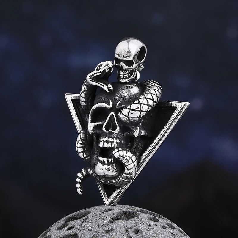 Japanese Brand × Jewelry Creative Skull With Snake Pendant Necklace Size ONE SIZE - 3 Thumbnail