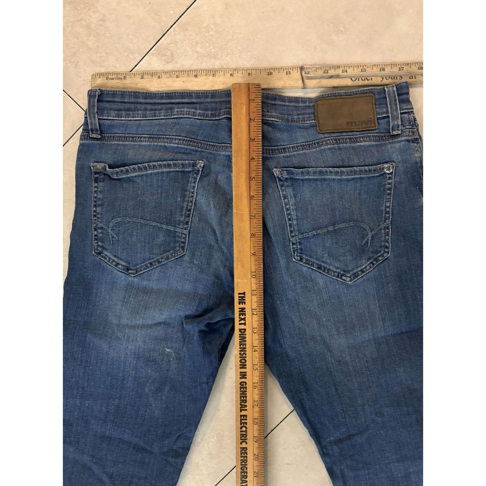 Mavi Mavi Jeans Mens 34x30 Blue Medium Wash Slim Straight 5 Pocket Denim Distressed Size US 34 / EU 50 - 6 Thumbnail