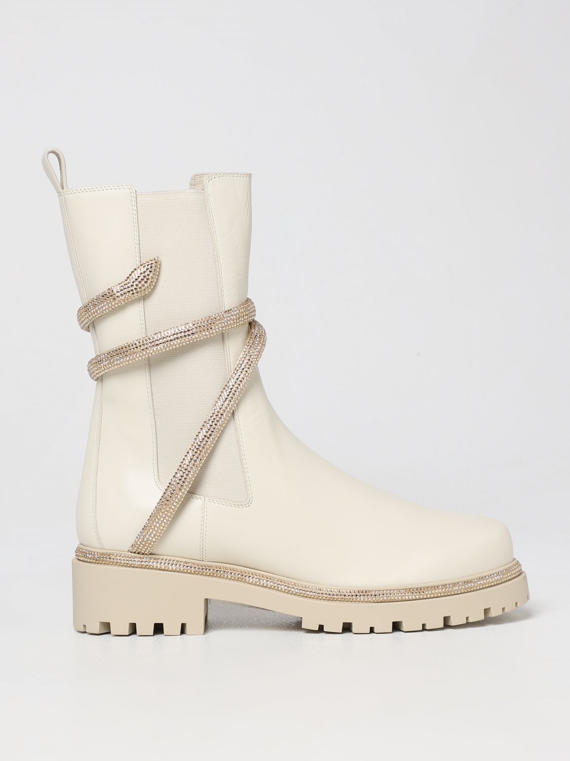 image of Rene Caovilla Flat Ankle Boots Woman Yellow Cream, Women's (Size 8)