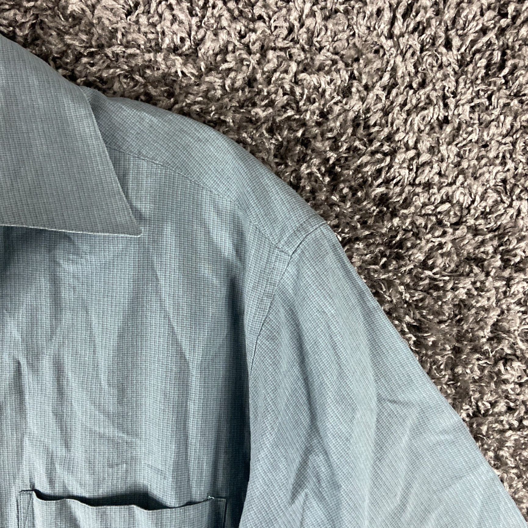 Perry Ellis Perry Ellis Blue Button-Up Short Sleeve Men S Shirt Size US 29 - 4 Thumbnail