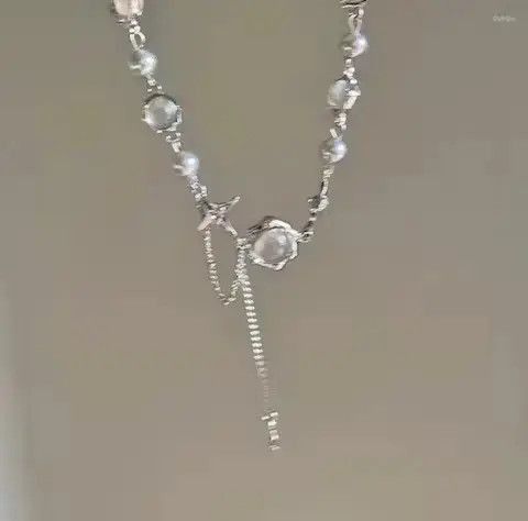 Japanese Brand Unisex geometric crystal necklace design Korean fashion Size ONE SIZE - 4 Thumbnail