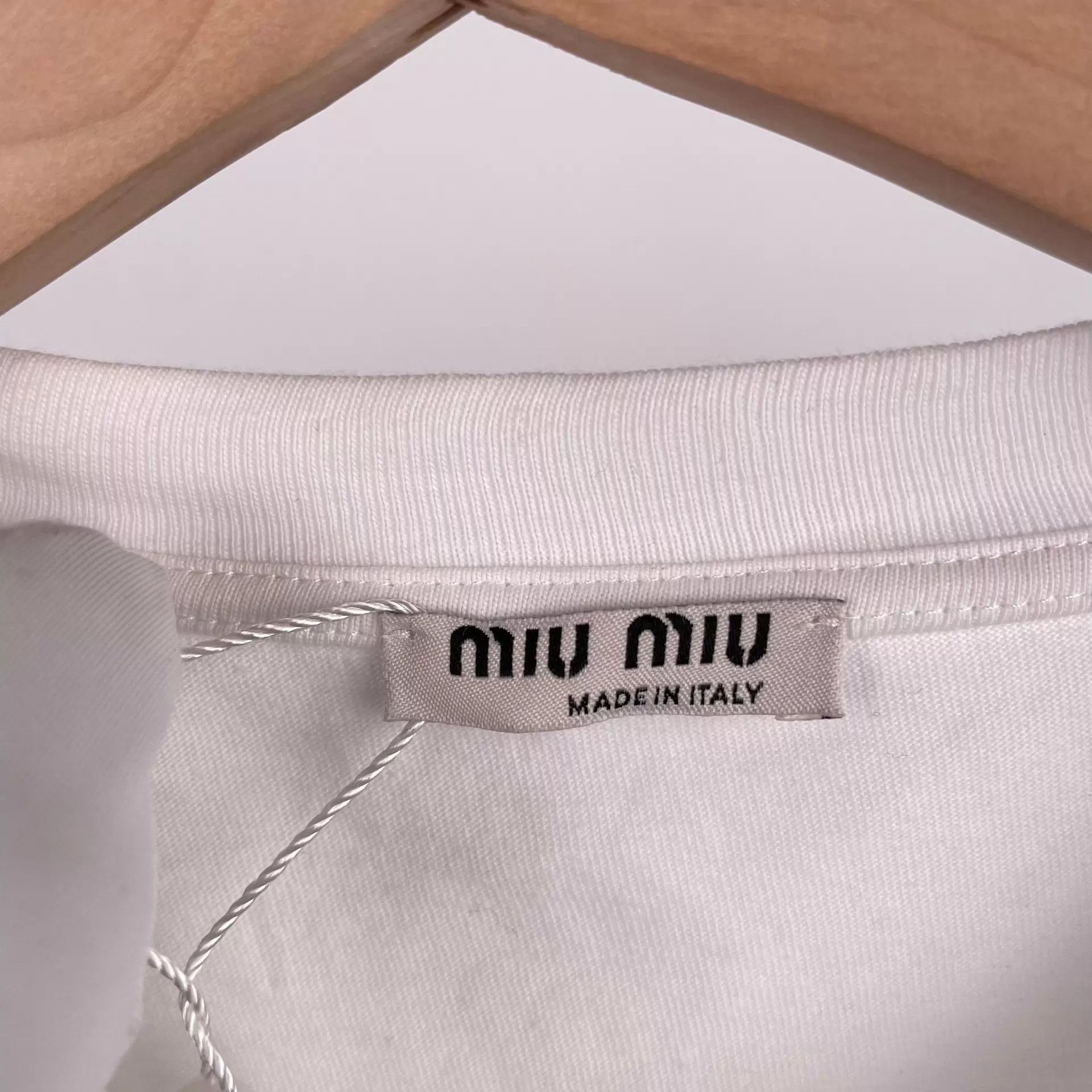 Miu Miu MIU MIU Cotton Crystal Short Sleeve White 170 Size M / US 6-8 / IT 42-44 - 6 Thumbnail