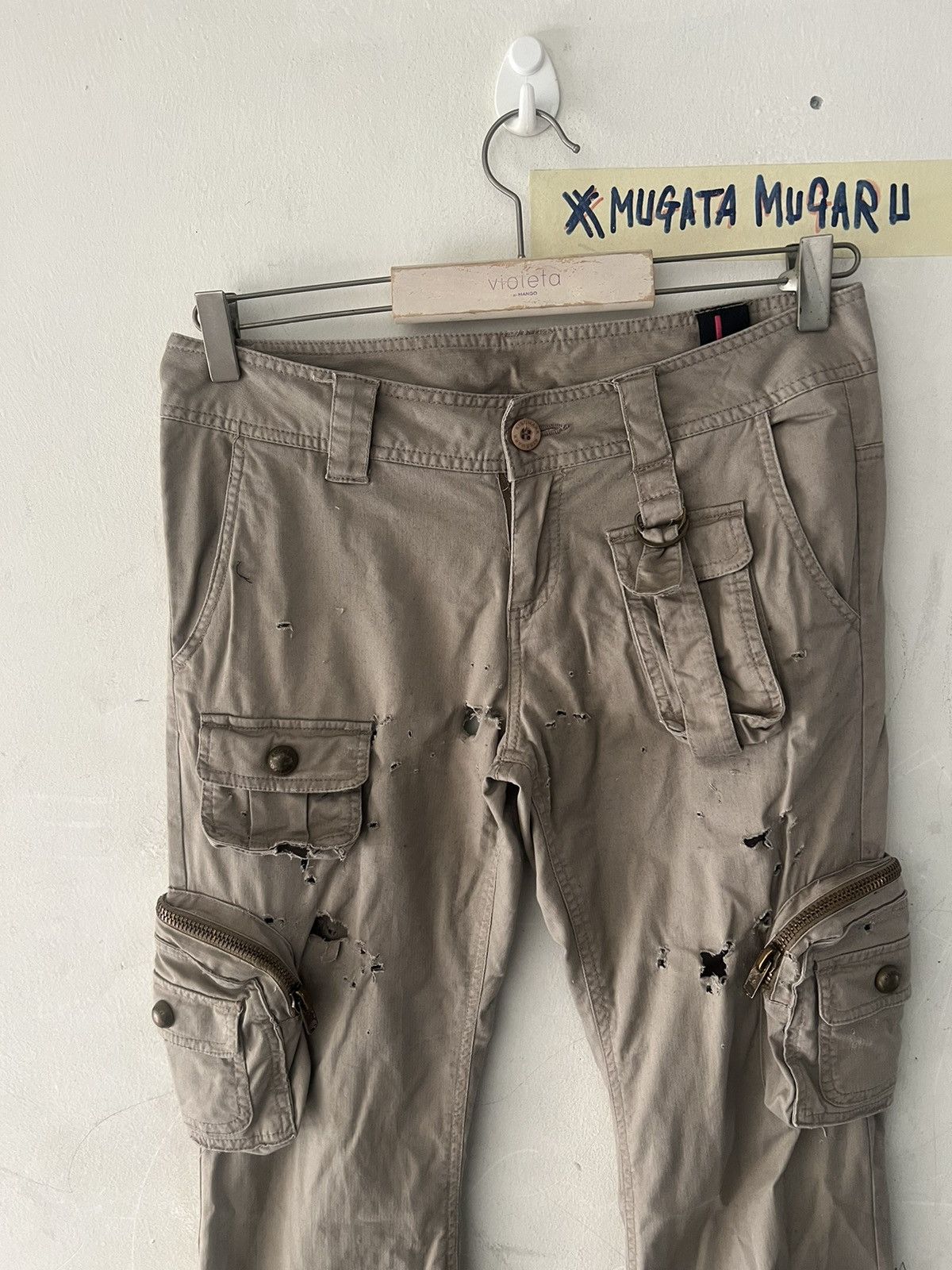 Hysteric Glamour THRASHED🔥KISSMARK DRAWSTRING CARGO 3D PANT Size US 29 - 4 Thumbnail