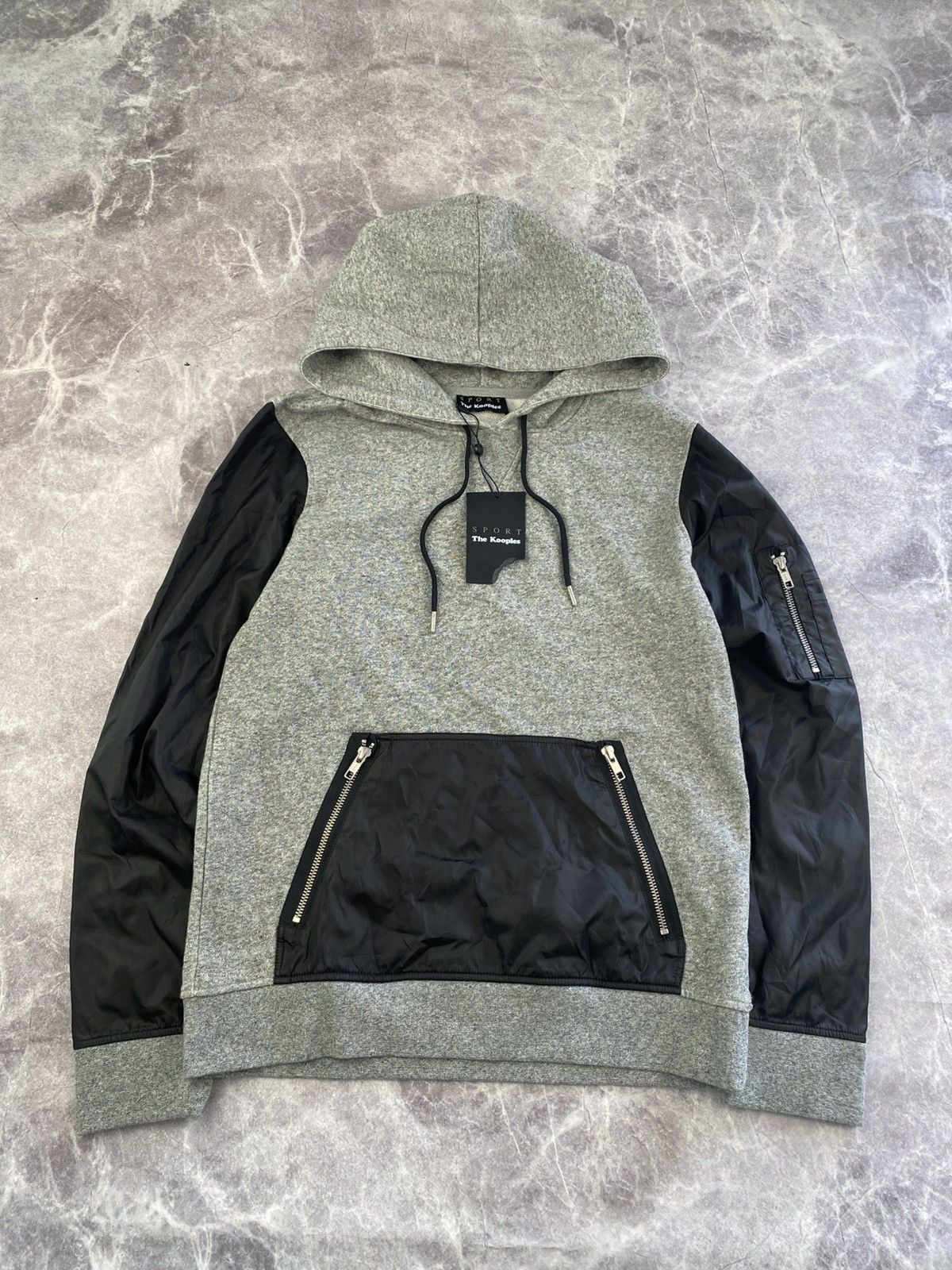 The Kooples The Kooples Melange Hoodie with Black Nylon Details Size: XS Size US XS / EU 42 / 0 - 1 Thumbnail