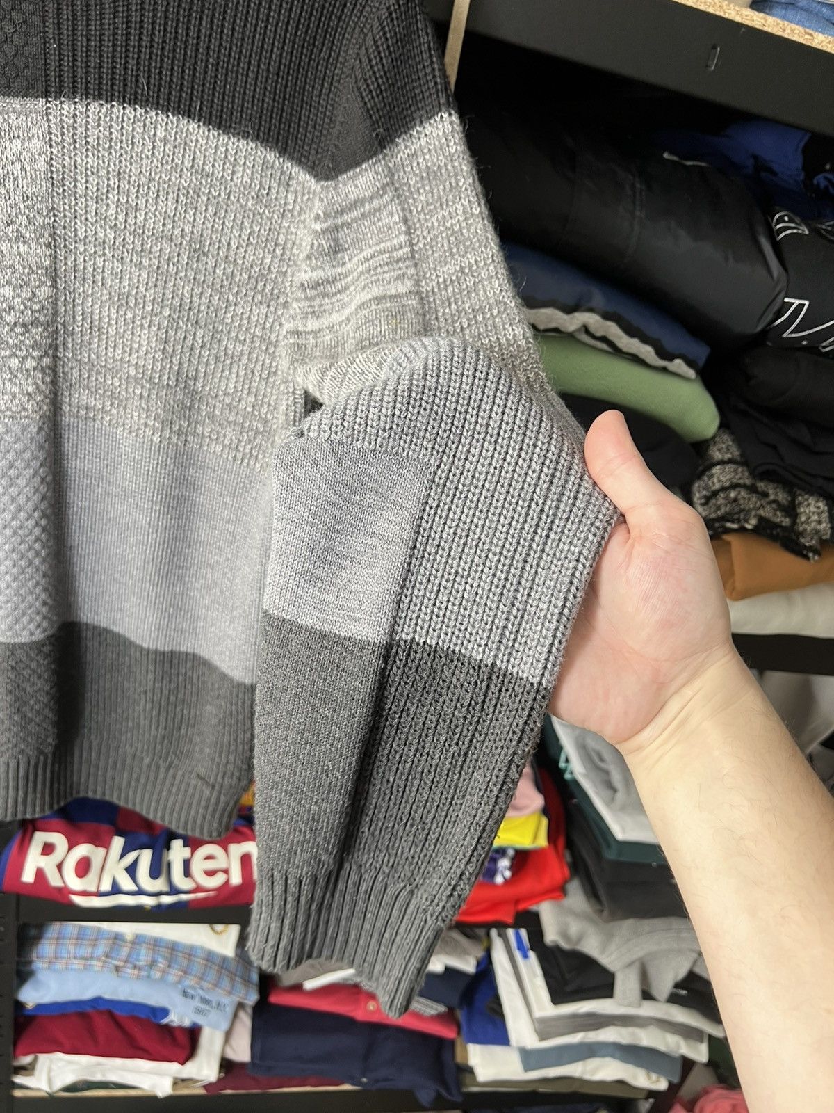Diesel Diesel Knit Sweater Patchwork Grey Black Wool Mohair Size L Size US L / EU 52-54 / 3 - 7 Thumbnail