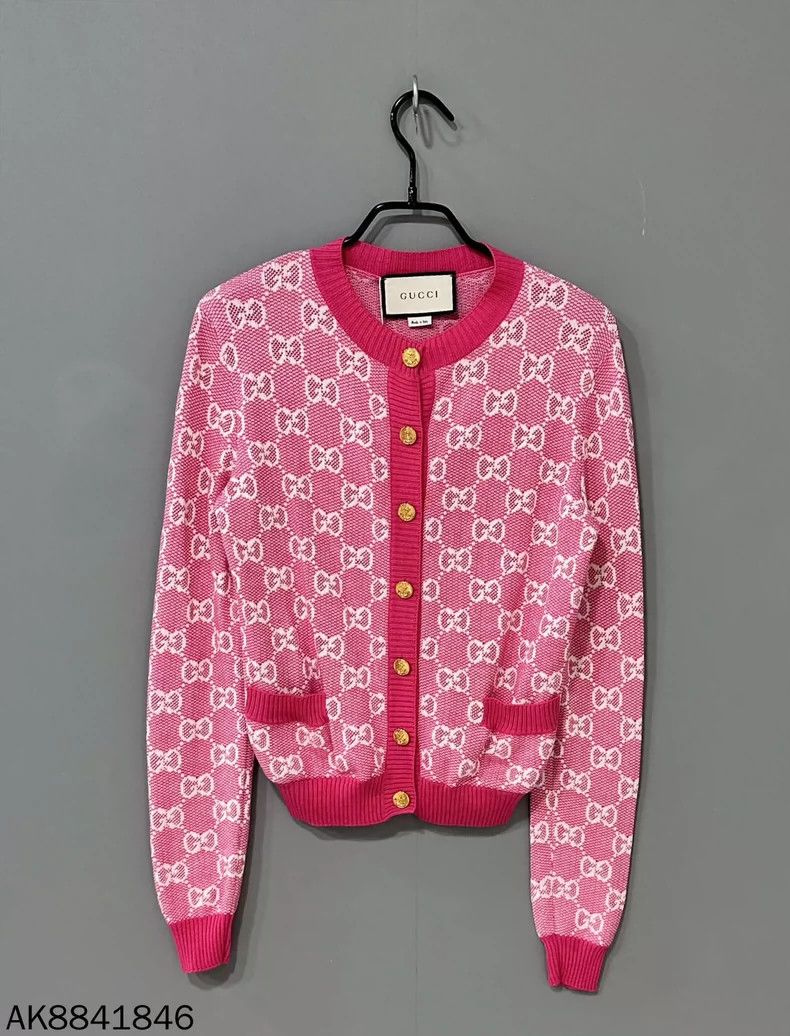 Gucci Gucci Pink full-print gold-button cardigan sweater 2502-Nex Size US XXS / EU 40 - 1 Thumbnail