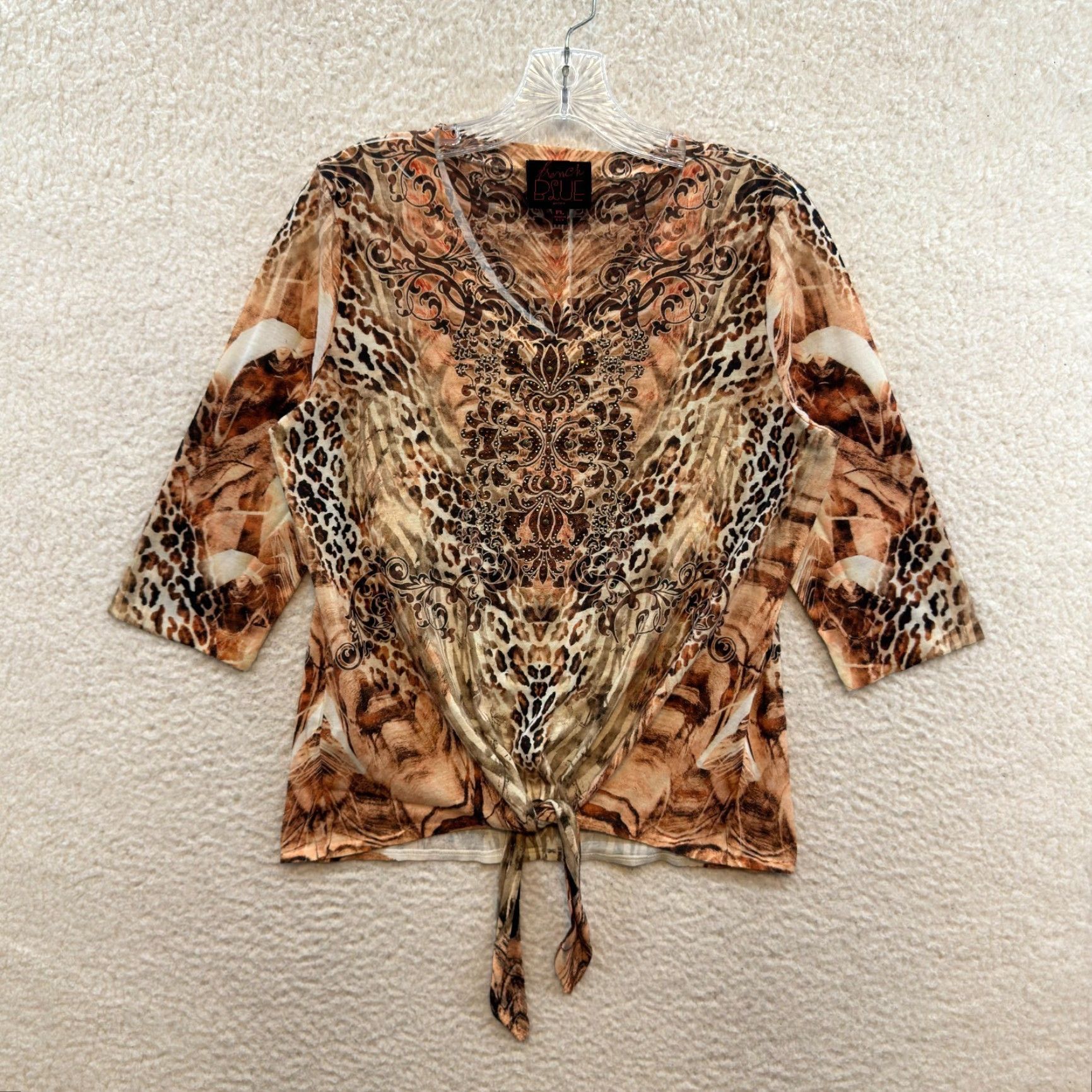 Vintage VINTAGE French Blue Y2K Top Shirt Petite PL Tan Cheetah Leopard Studded Grunge Boho McBling Beige Mens Girls Womens Size L / US 10 / IT 46 - 2 Thumbnail