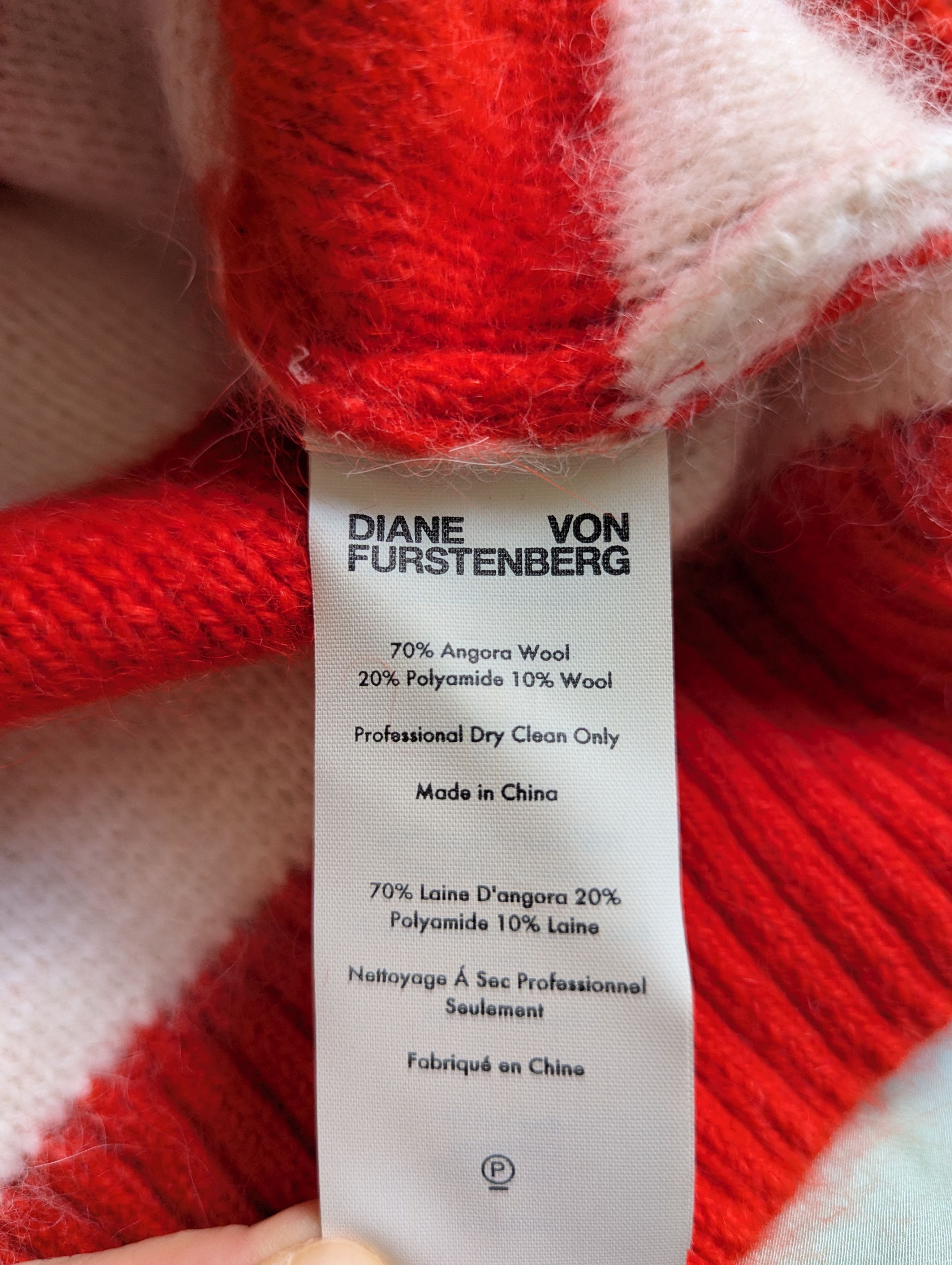 Diane von Furstenberg DVF Diane Von Furstenberg Red white striped angora sweater Size S / US 4 / IT 40 - 5 Thumbnail