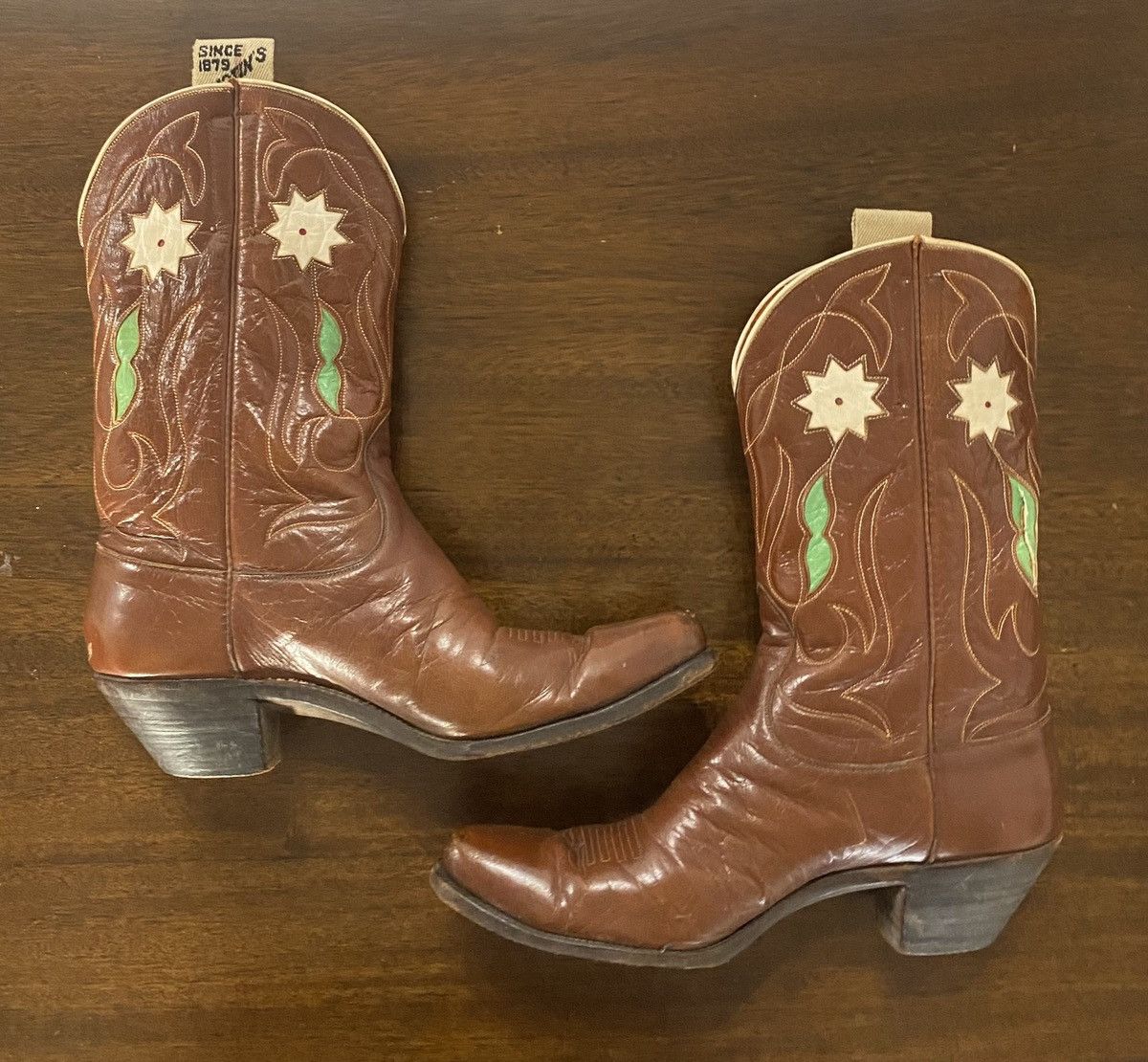 Justin Boots × Vintage VINTAGE 1940s H.J. Justin & Sons/Ft Worth TX/Boots Sz 5-6? Size US 5.5 / IT 35.5 - 7 Thumbnail