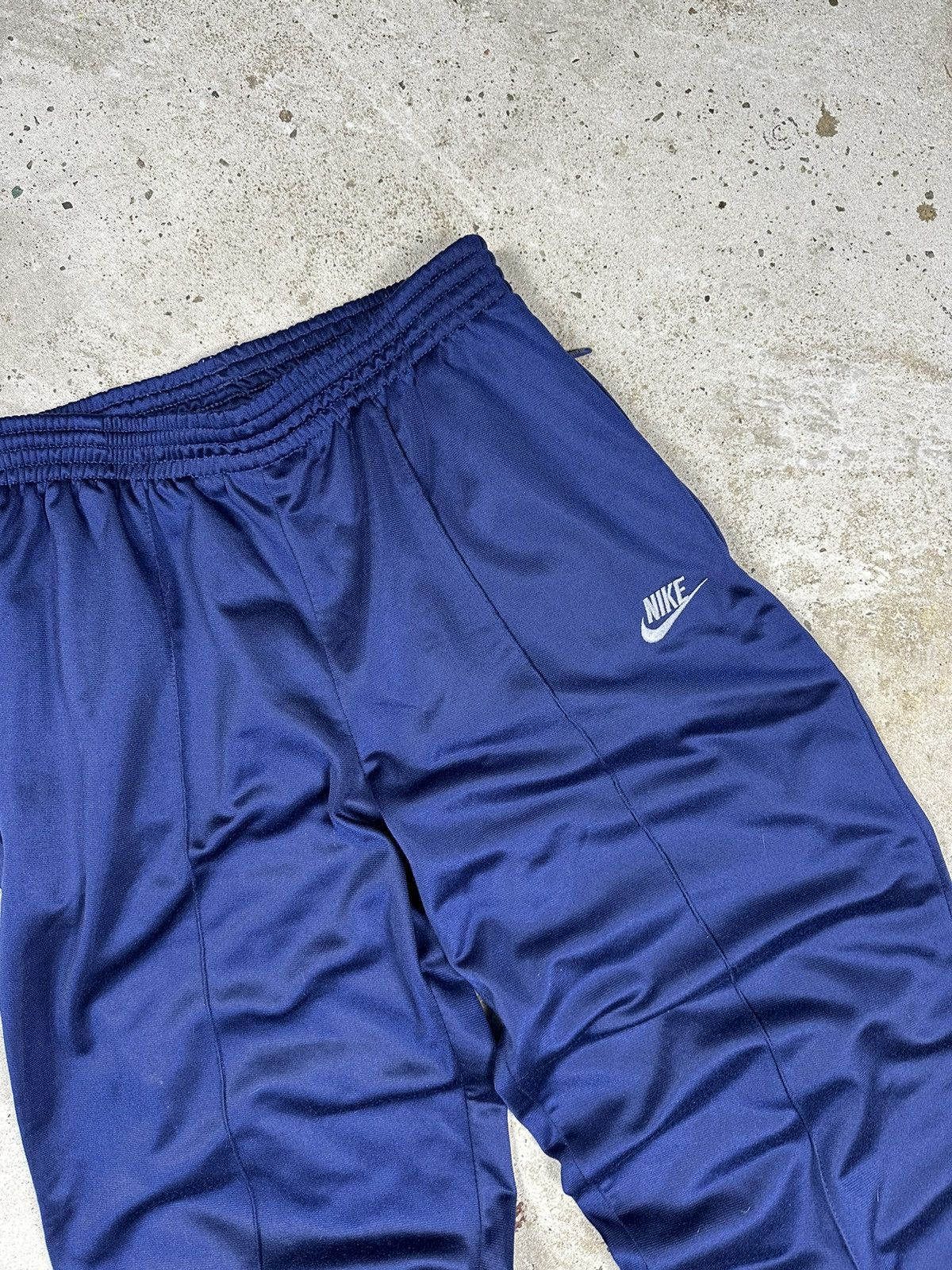 Nike × Vintage Vintage 90s Nike Navy Track Pants Swoosh Size US 31 - 6 Thumbnail