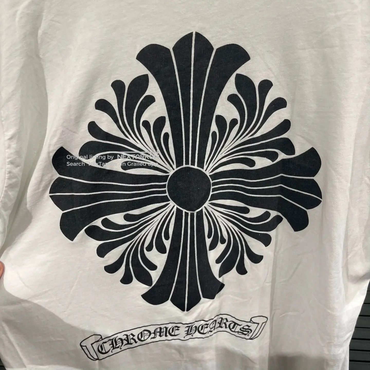 Chrome Hearts Scroll Cross White Print Tee 1XL 95 New Stains, Men's — image 6 of 6