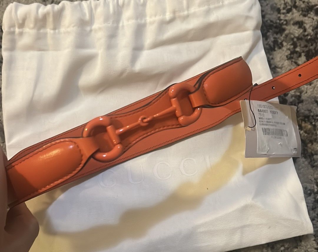 Gucci Gucci Horsebit Leather Belt Orange size 80 Size ONE SIZE - 3 Thumbnail