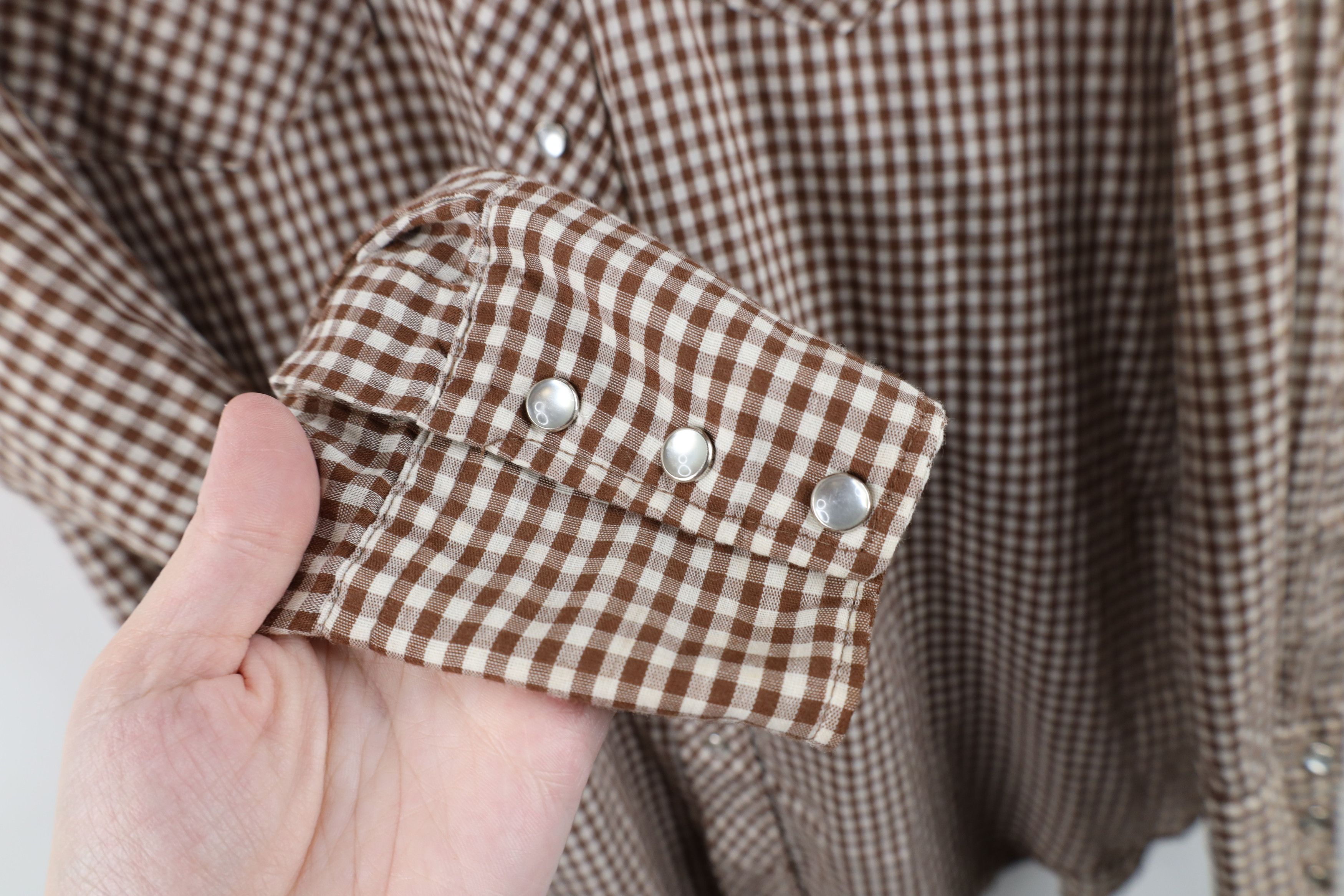 Vintage Vintage 70s Snap Button Collared Shirt Gingham Plaid USA Size US L / EU 52-54 / 3 - 6 Thumbnail
