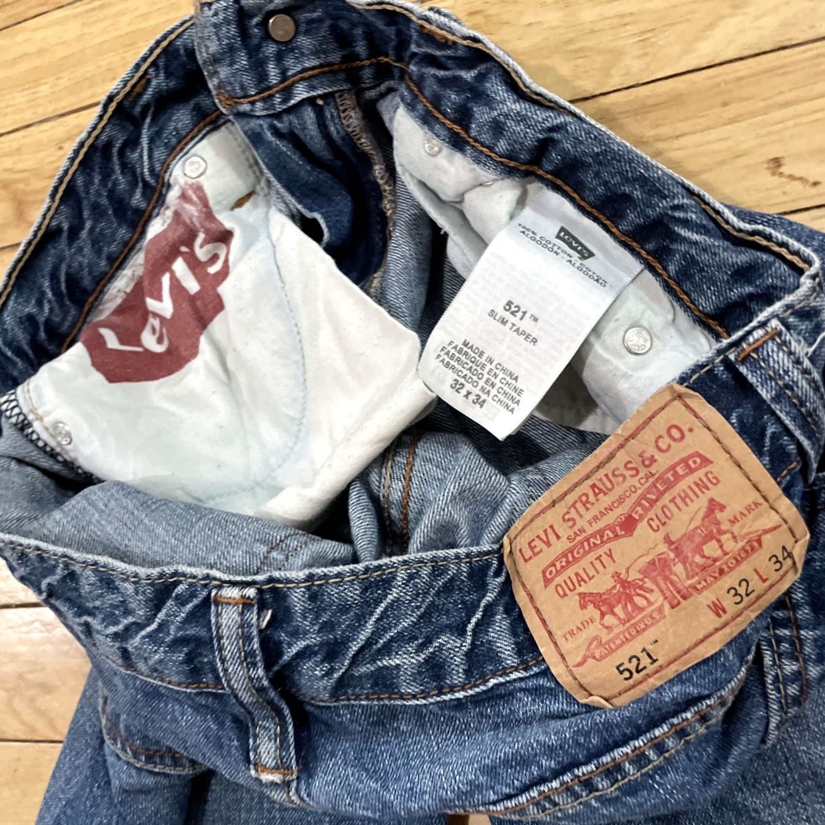 Levi's VINTAGE Levi's Jeans Mens 32x30 521 Slim Taper Blue Work Wear Grunge Denim 32 Mens Jeans Size US 32 / EU 48 - 6 Thumbnail