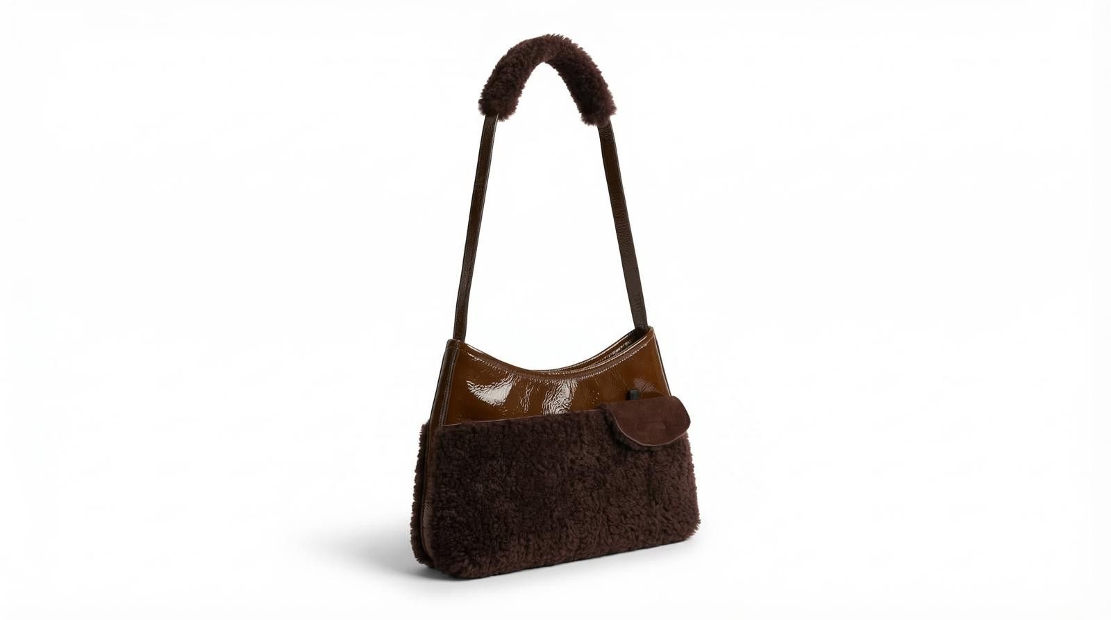 Miu Miu Miu Miu - Brown Patent Leather Shearling Size ONE SIZE - 1 Thumbnail