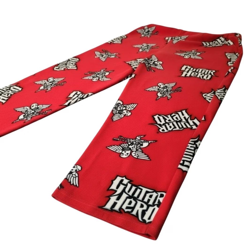 Vintage VINTAGE Guitar Hero Pajama Pants Mens L XL Red Fleece 2008 Activision VTG Gaming Lounge Size US 33 - 2 Thumbnail