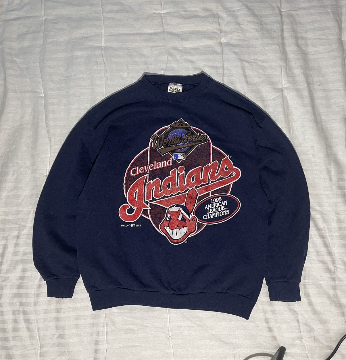 MLB 1995! Vintage Indians Cleveland MLB World Series Sweatshirt Size US L / EU 52-54 / 3 - 1 Thumbnail