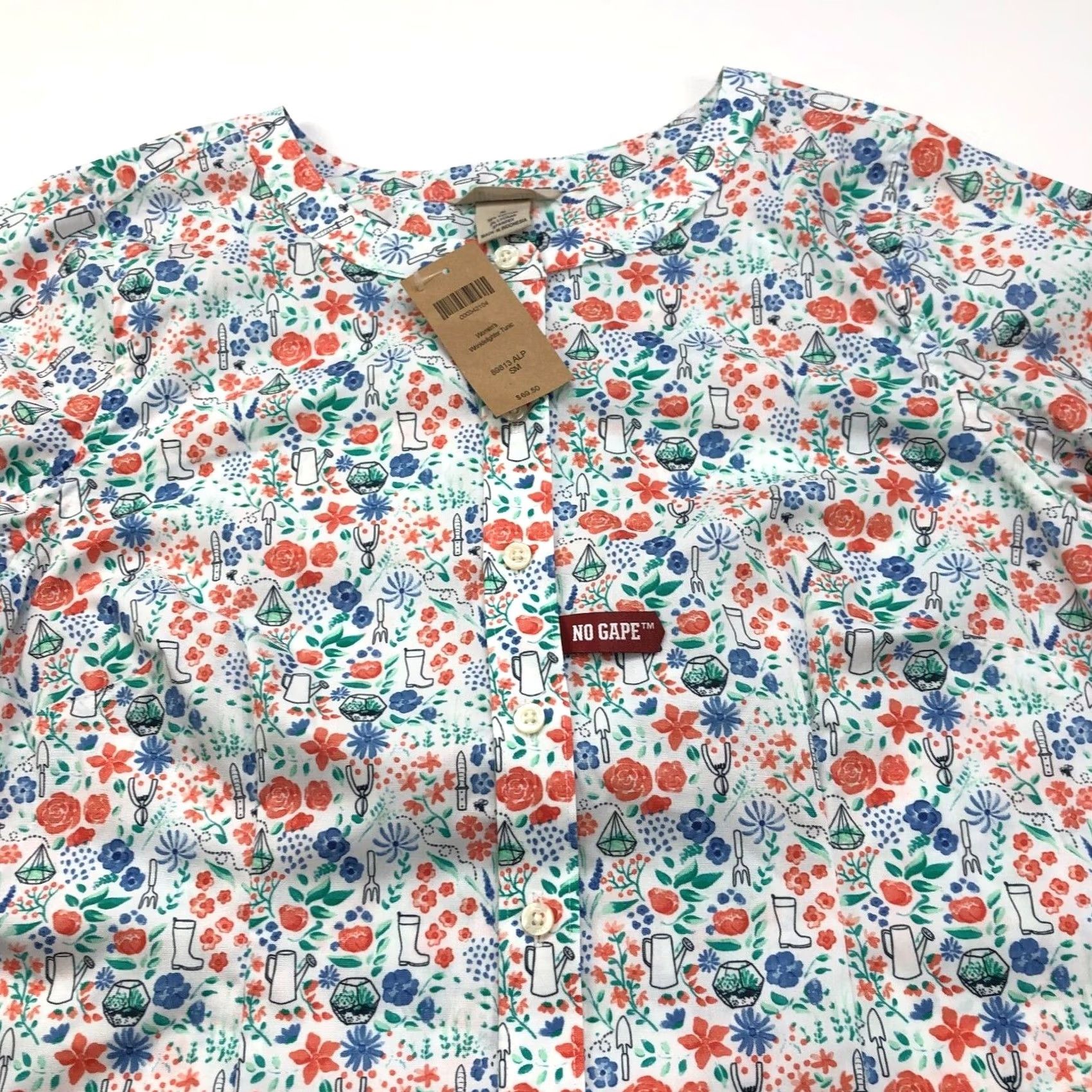 Vintage Duluth Trading Co. Shirt Tunic Small White Floral LS Button-Up Womens Size S / US 4 / IT 40 - 2 Thumbnail