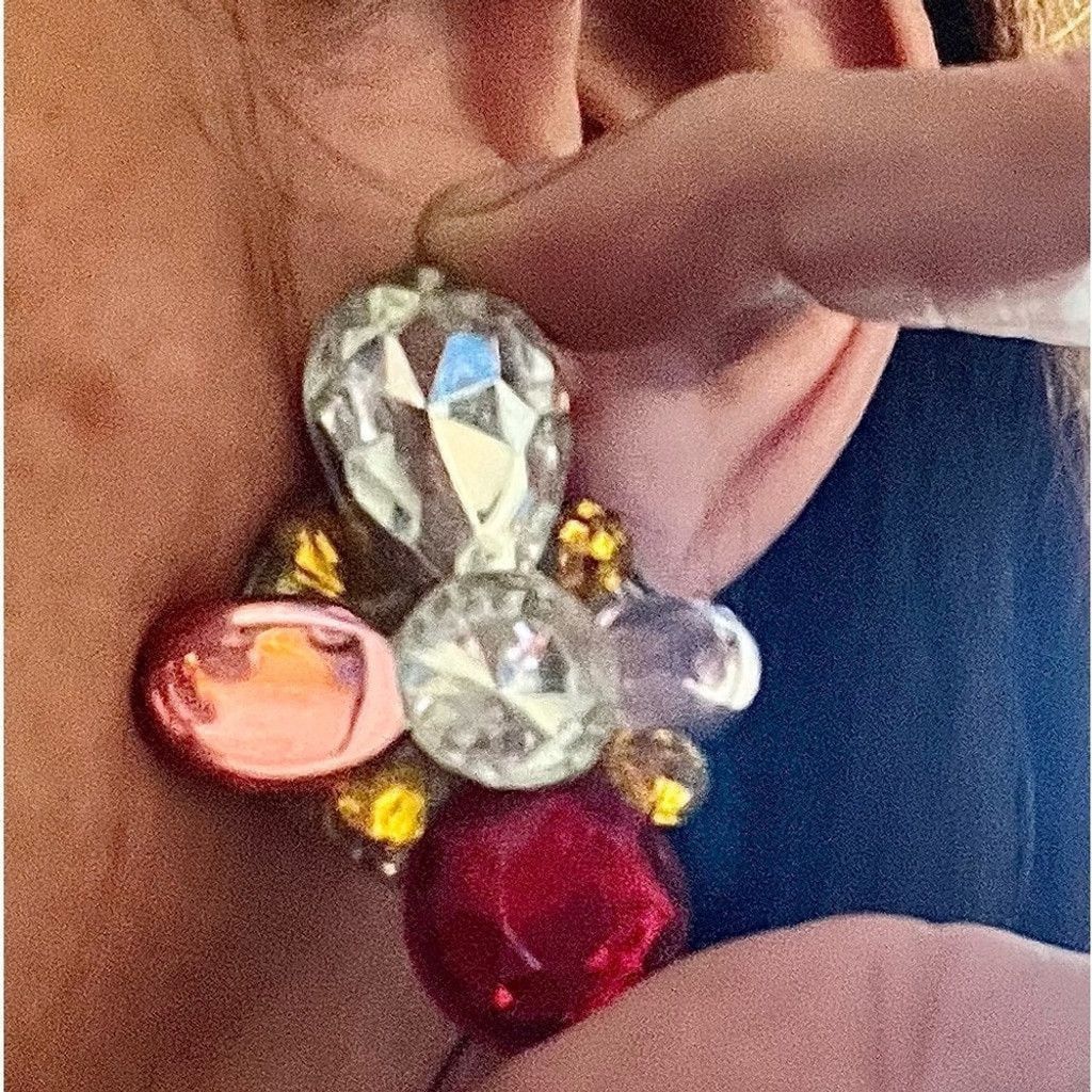 Other Retro XL Pierced Earrings Faux Rubies Diamonds & Citrine Size ONE SIZE - 2 Thumbnail