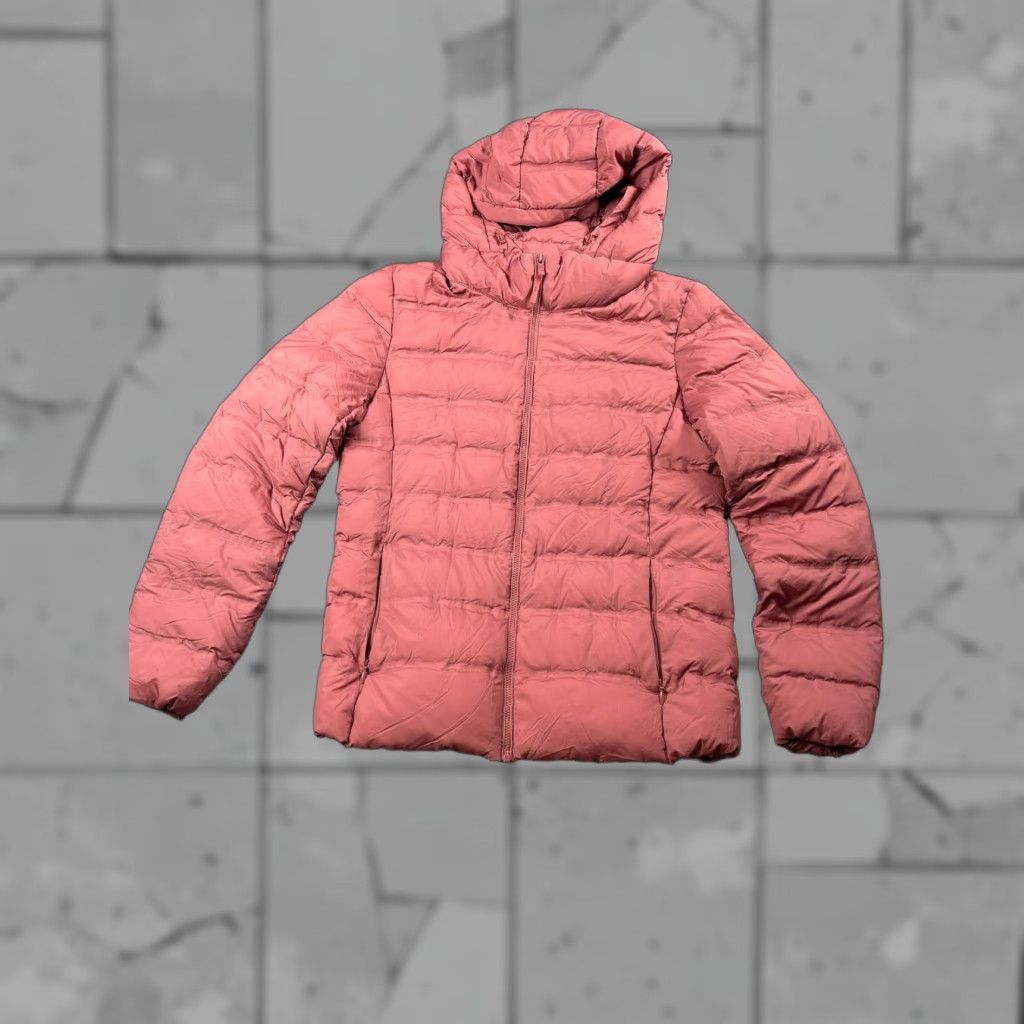 Uniqlo Down Puffer Jacket Womens Small Pink Hooded Lightweight