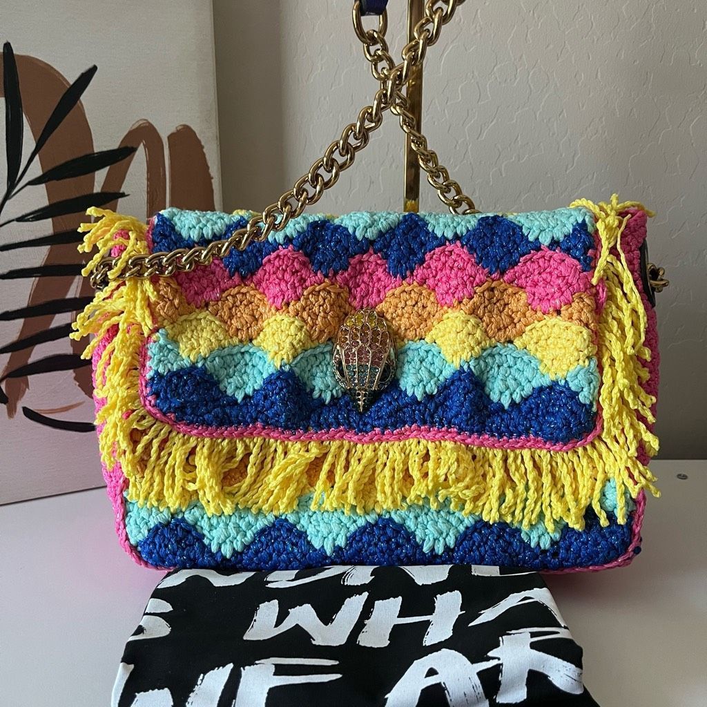 Kurt Geiger Kurt Geiger Kensington Rainbow Multicolor Crochet Knit Fring Size ONE SIZE - 11 Thumbnail