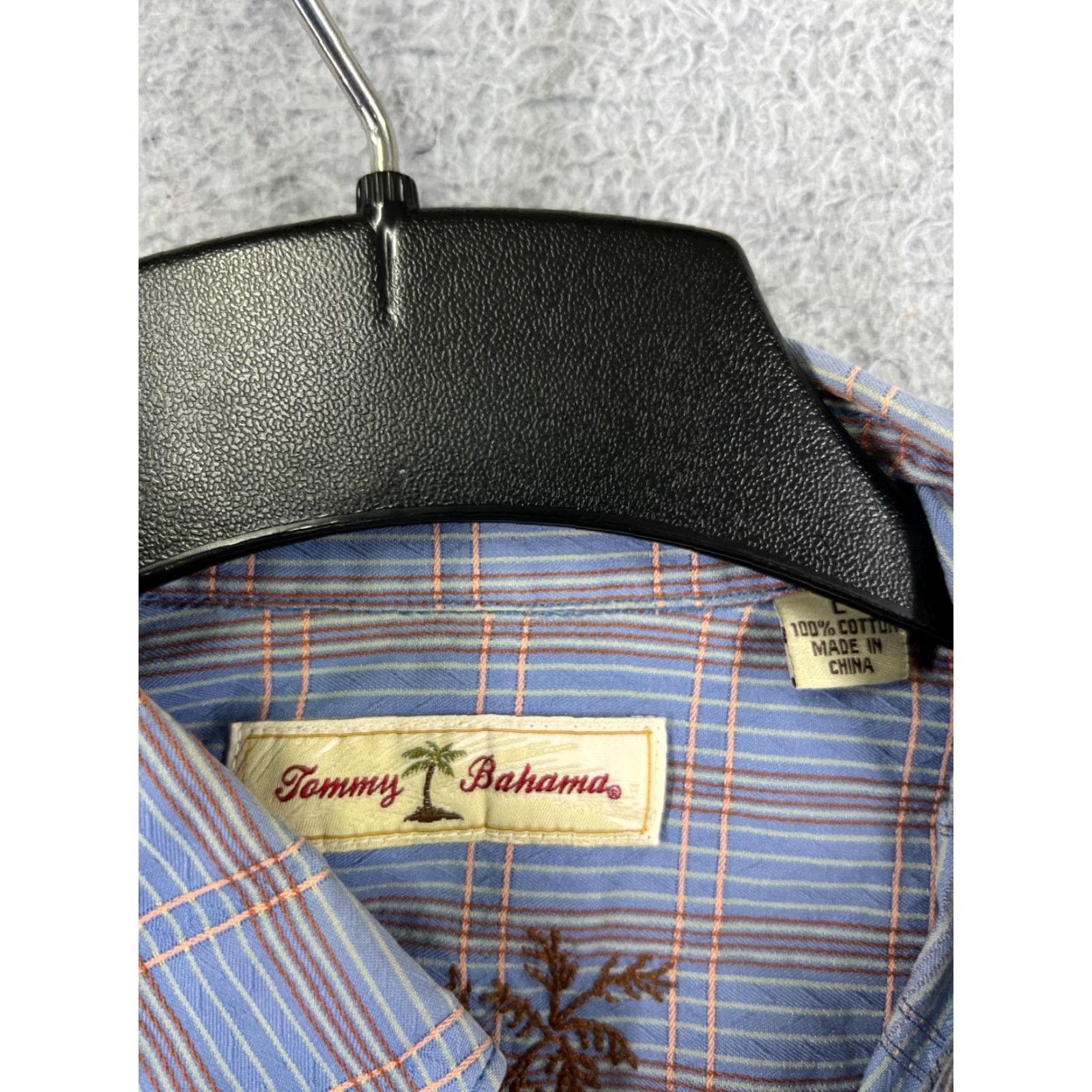 Tommy Bahama Tommy Bahama Shirt Men Large Blue Plaid 100% Cotton Button Up Hawaiian Vacation Size US L / EU 52-54 / 3 - 3 Thumbnail