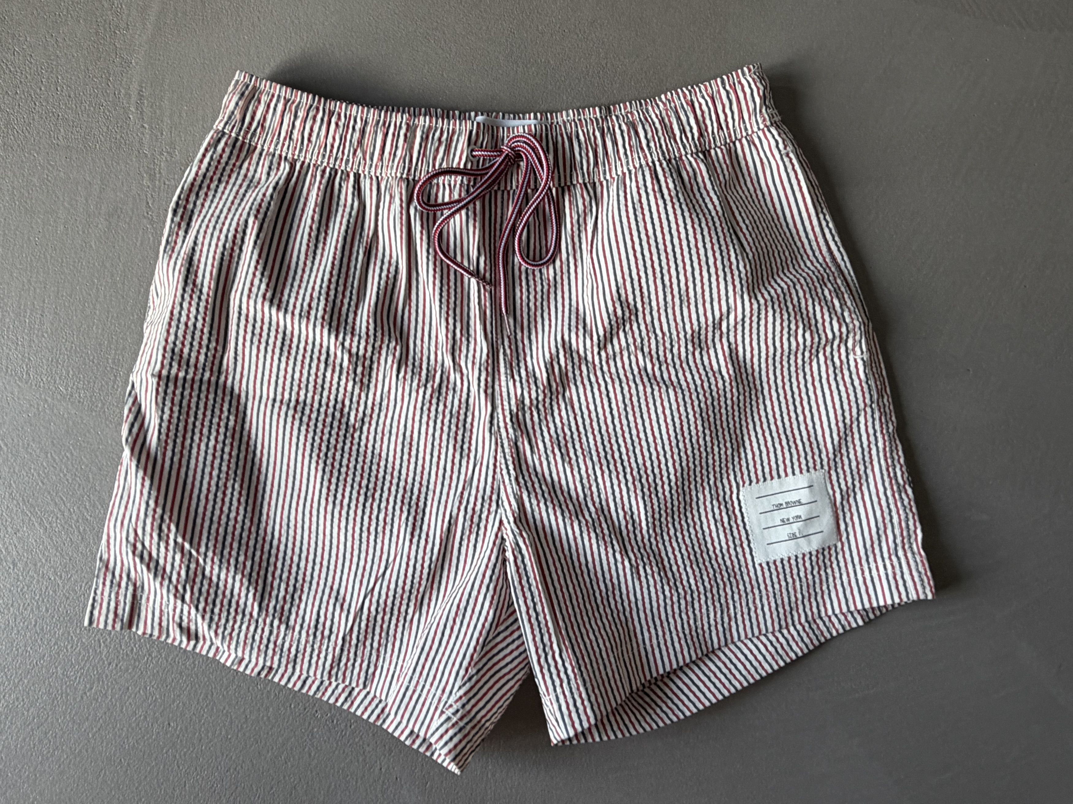 Thom Browne Thom Browne Striped Seersucker Swim Shorts, Size 1 Size US 30 / EU 46 - 1 Thumbnail