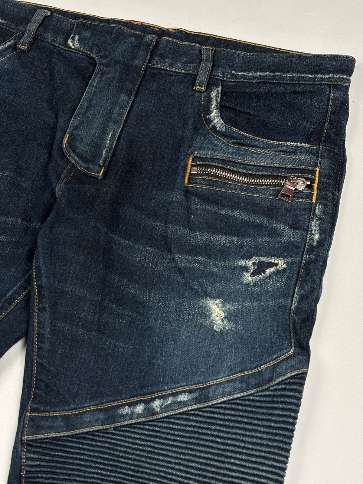 Balmain F/W 2016 Distressed Biker Denim Jeans Size US 37 - 4 Thumbnail