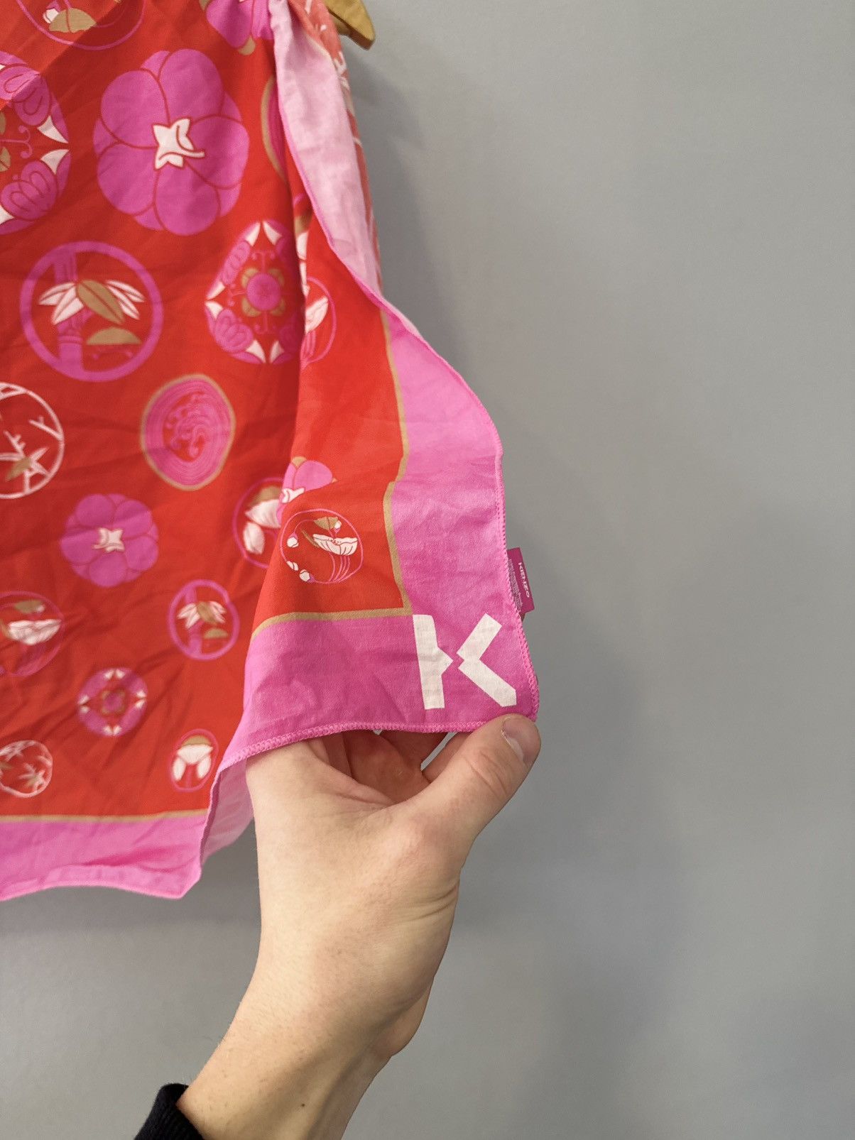 Kenzo Kenzo Pink Print Cotton Scarf Size ONE SIZE - 9 Thumbnail
