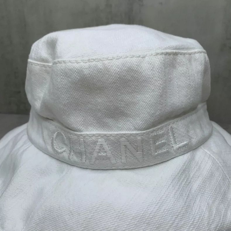 Chanel CHANEL White Denim Fisherman Bucket Hat -2505 Size ONE SIZE - 4 Thumbnail