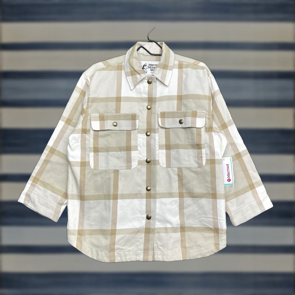 Marmot VINTAGE Marmot Mountain Fairfax Women's Flannel Shirt S Cream Plaid Casual Outdoor Cotton Blend Size S / US 4 / IT 40 - 1 Thumbnail