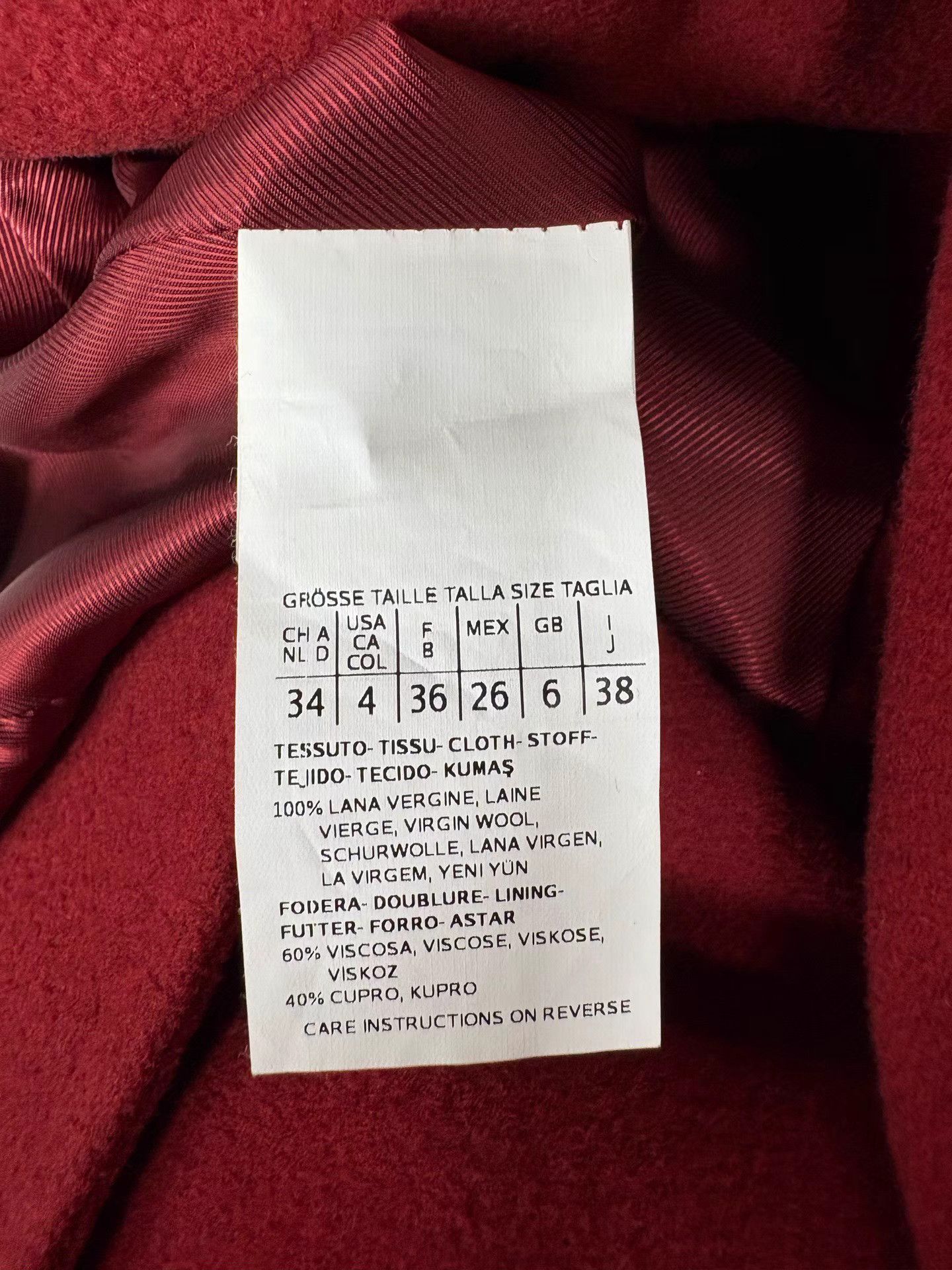 Sportmax SPORTMAX Red Wool Coat Size XXS / US 00 / IT 34 - 4 Thumbnail