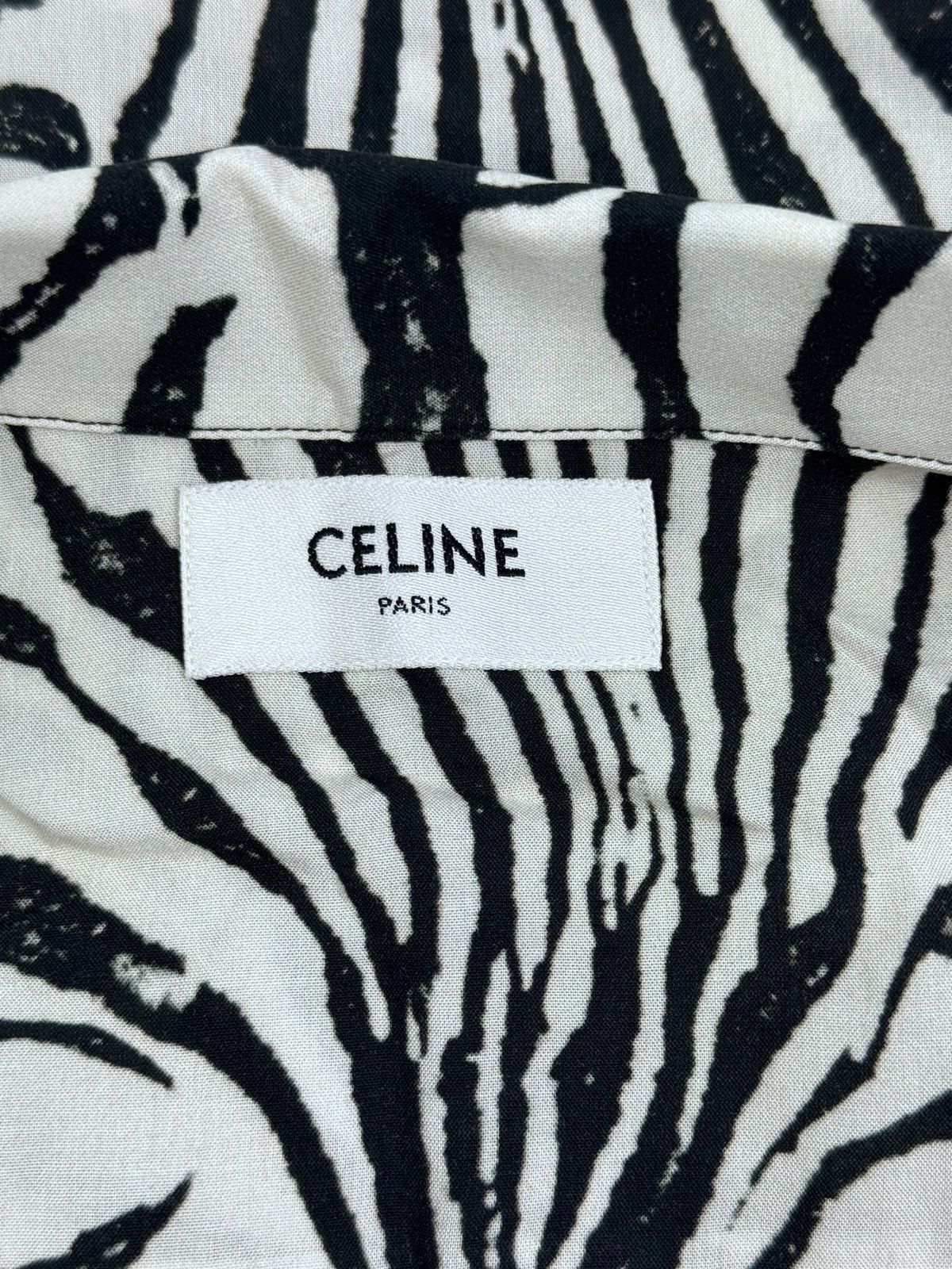 Celine × Hedi Slimane CELINE LOOSE HAWAIIAN SHIRT IN VISCOSE WITH ZEBRA PRINT Size US M / EU 48-50 / 2 - 13 Thumbnail
