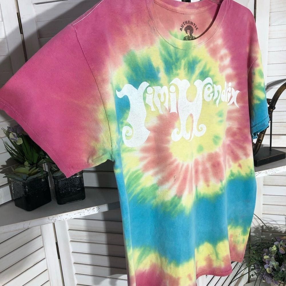 Jimi Hendrix pink yellow blue orange Jimi Hendrix tie dye cotton shirt L Size US L / EU 52-54 / 3 - 4 Thumbnail