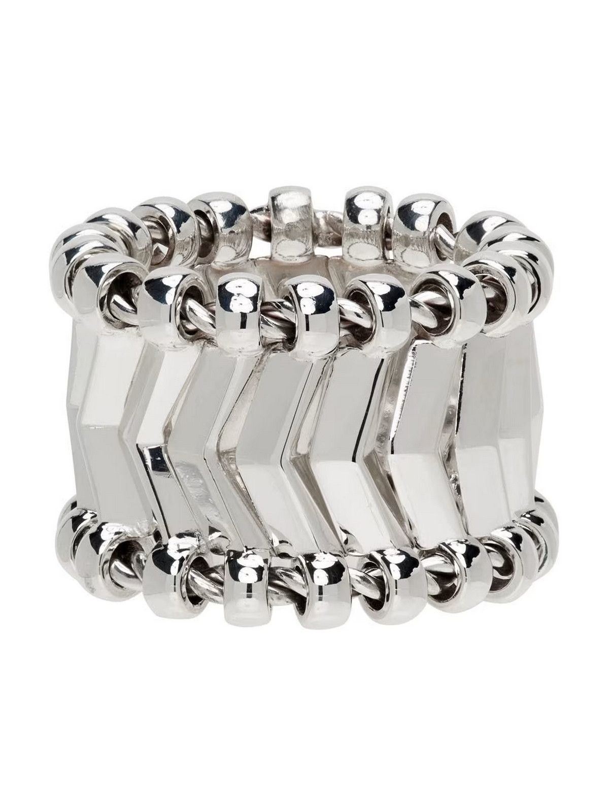 Bottega Veneta BOTTEGA VENETA Chevron silver sculptural band ring Size 15 q Size ONE SIZE - 1 Thumbnail
