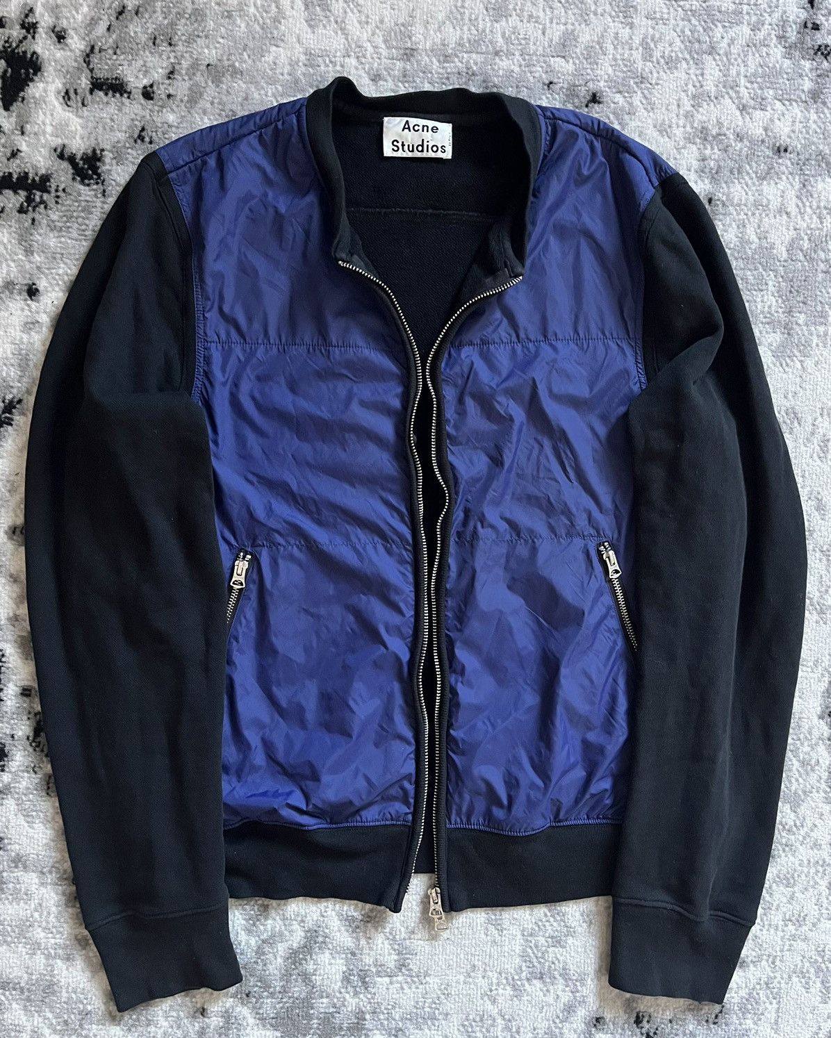 image of Ss2014 Acne Studios Jersey Black Blue Hybrid, Men's (Size Large)