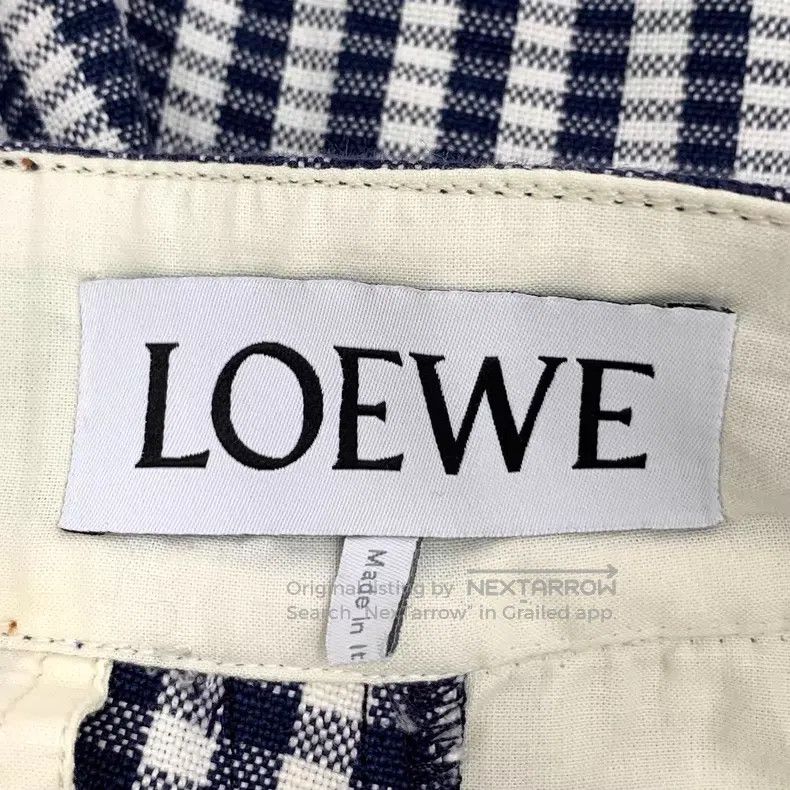 Loewe Loewe Grey Checkered Linen Casual Wide Leg Trousers Size 26" / US 2 / IT 38 - 7 Thumbnail
