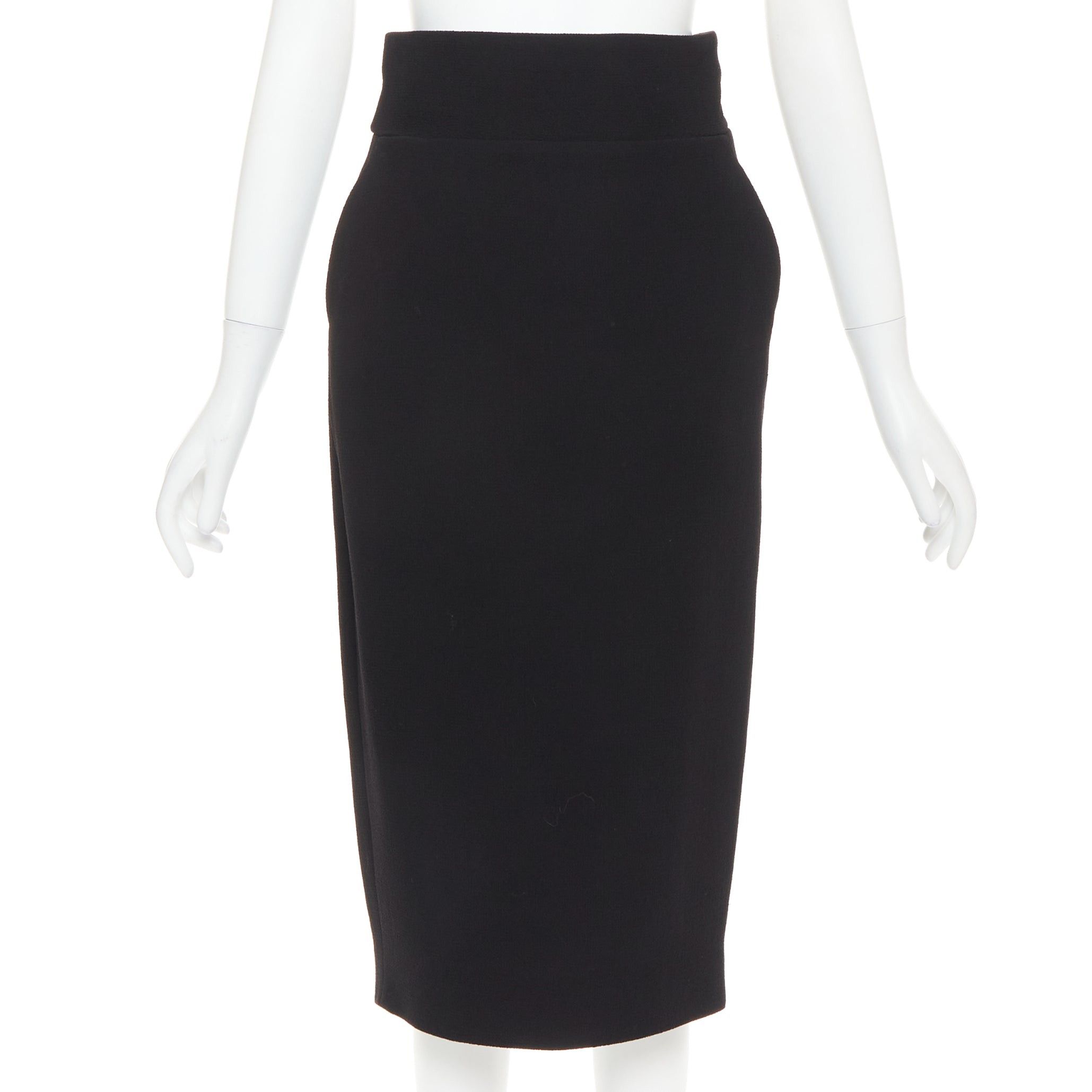 Alexandre Vauthier ALEXANDRE VAUTHIER black wool crepe high waisted back slit pencil skirt Size 25" / US 0 / IT 36 - 1 Thumbnail