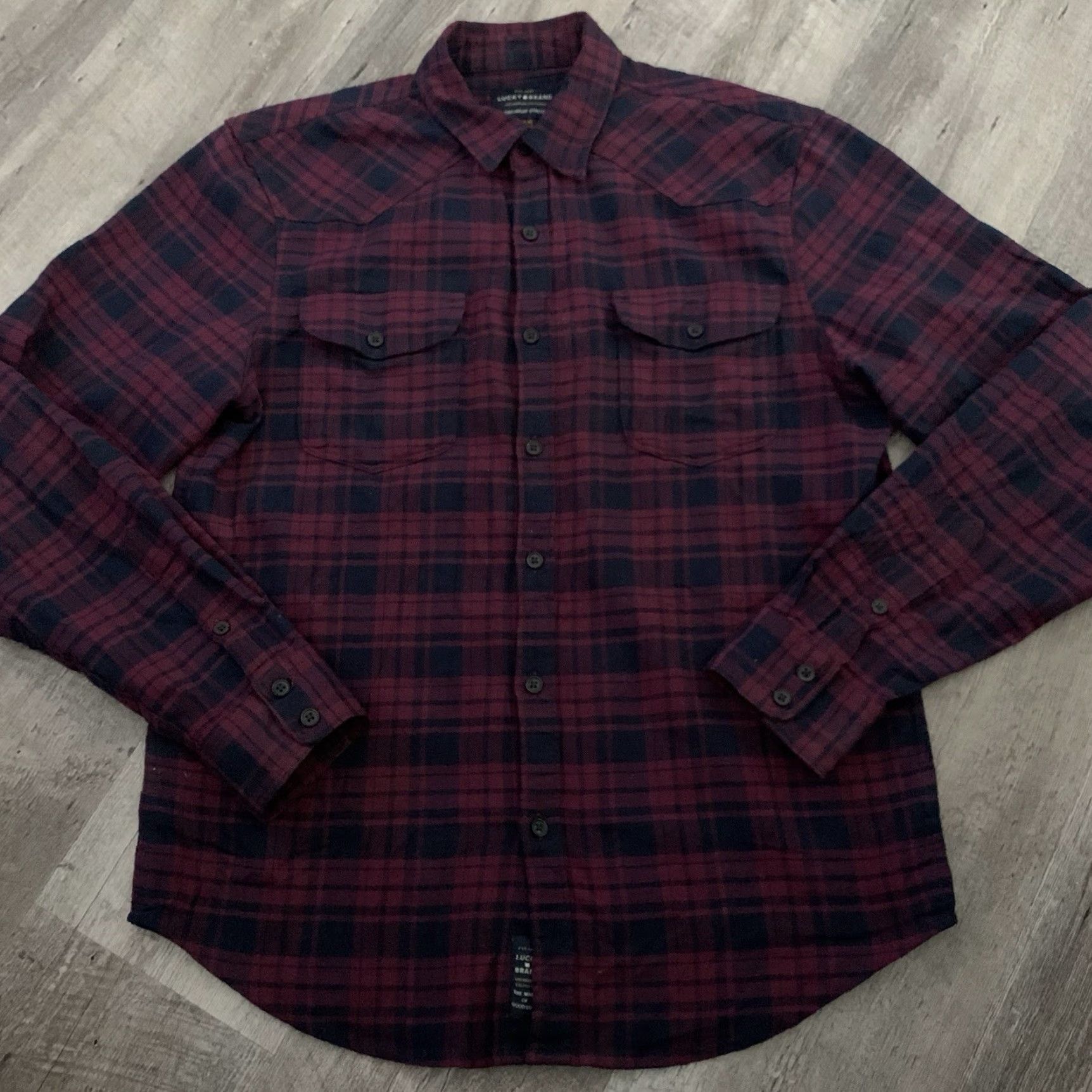 Lucky Brand LUCKY Brand Flannel Shirt Mens M Plaid Classic Fit Long Sleeve Button-Up Pockets Purple Size US M / EU 48-50 / 2 - 3 Thumbnail