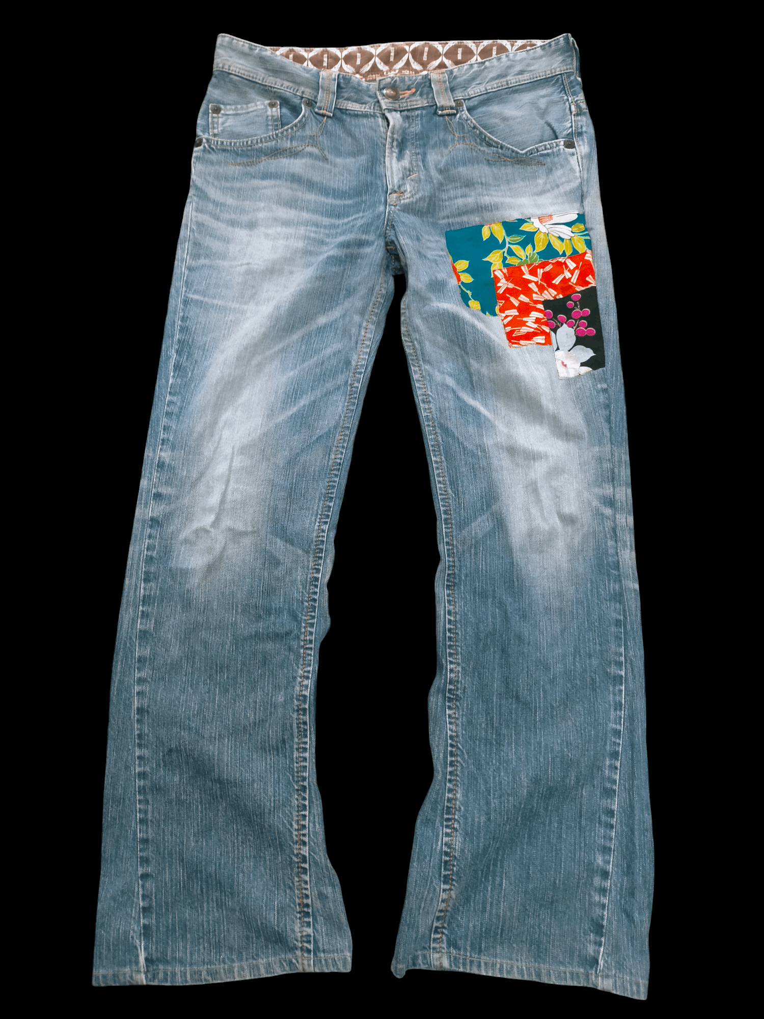 Edwin × Le Grande Bleu (L.G.B.) 🔥Flared🔥 Edwin xv Thrashed Patchwork Jeans Size US 32 / EU 48 - 1 Thumbnail